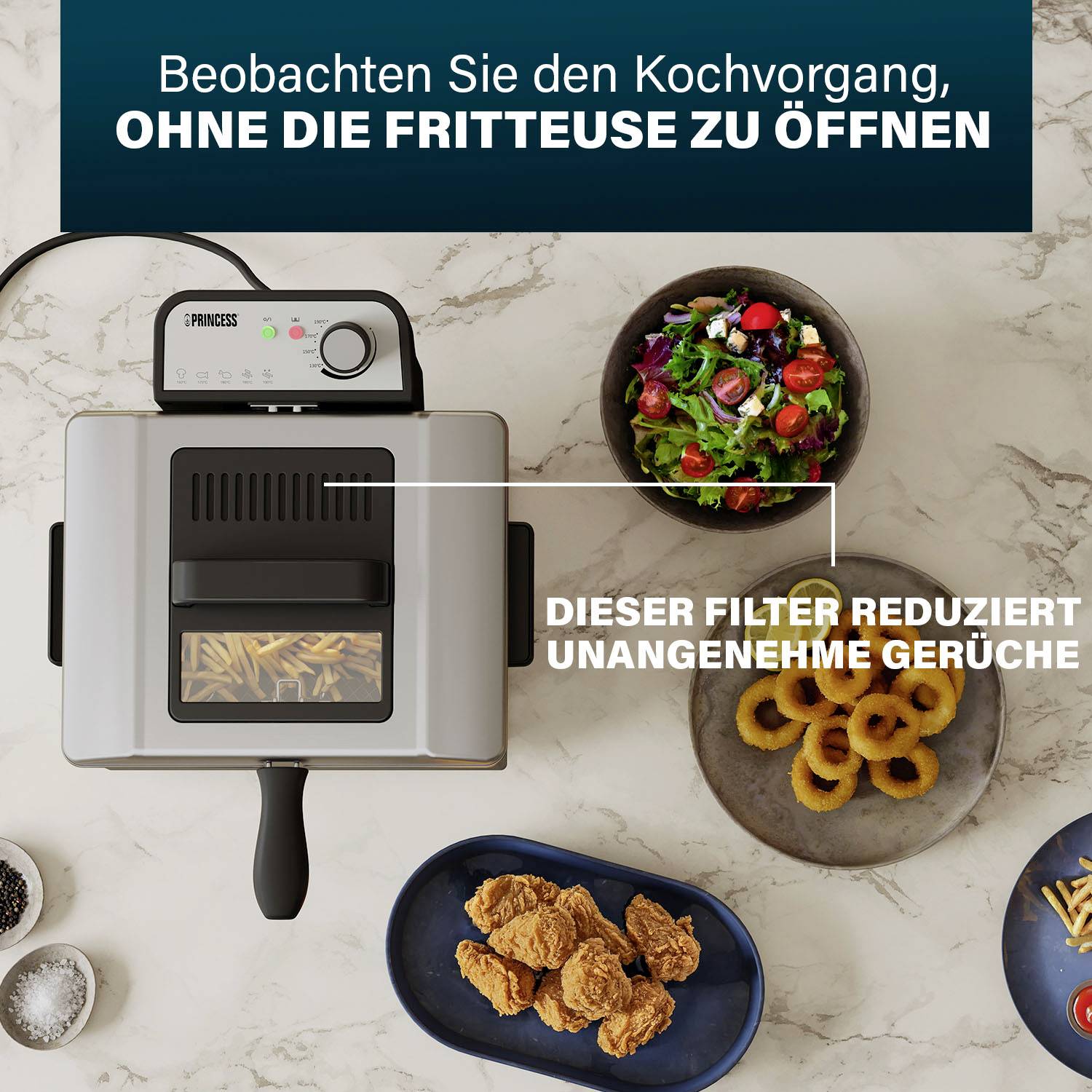 Princess Fritteuse 5l 3270W Antihaftbeschichtung, Überhitzungsschutz Silber, Schwarz