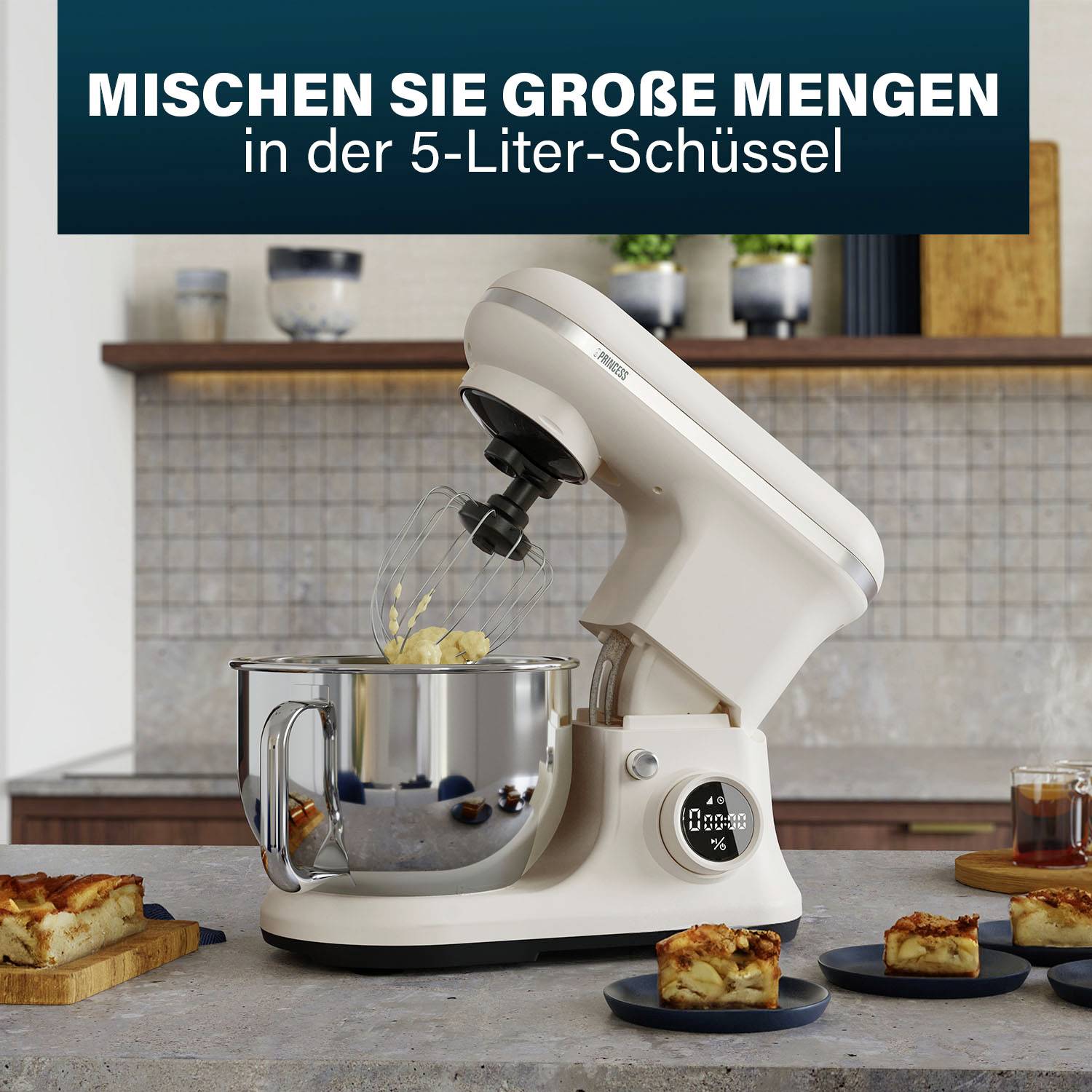 Princess Küchenmaschine 1200 W Creme-Weiß, Edelstahl