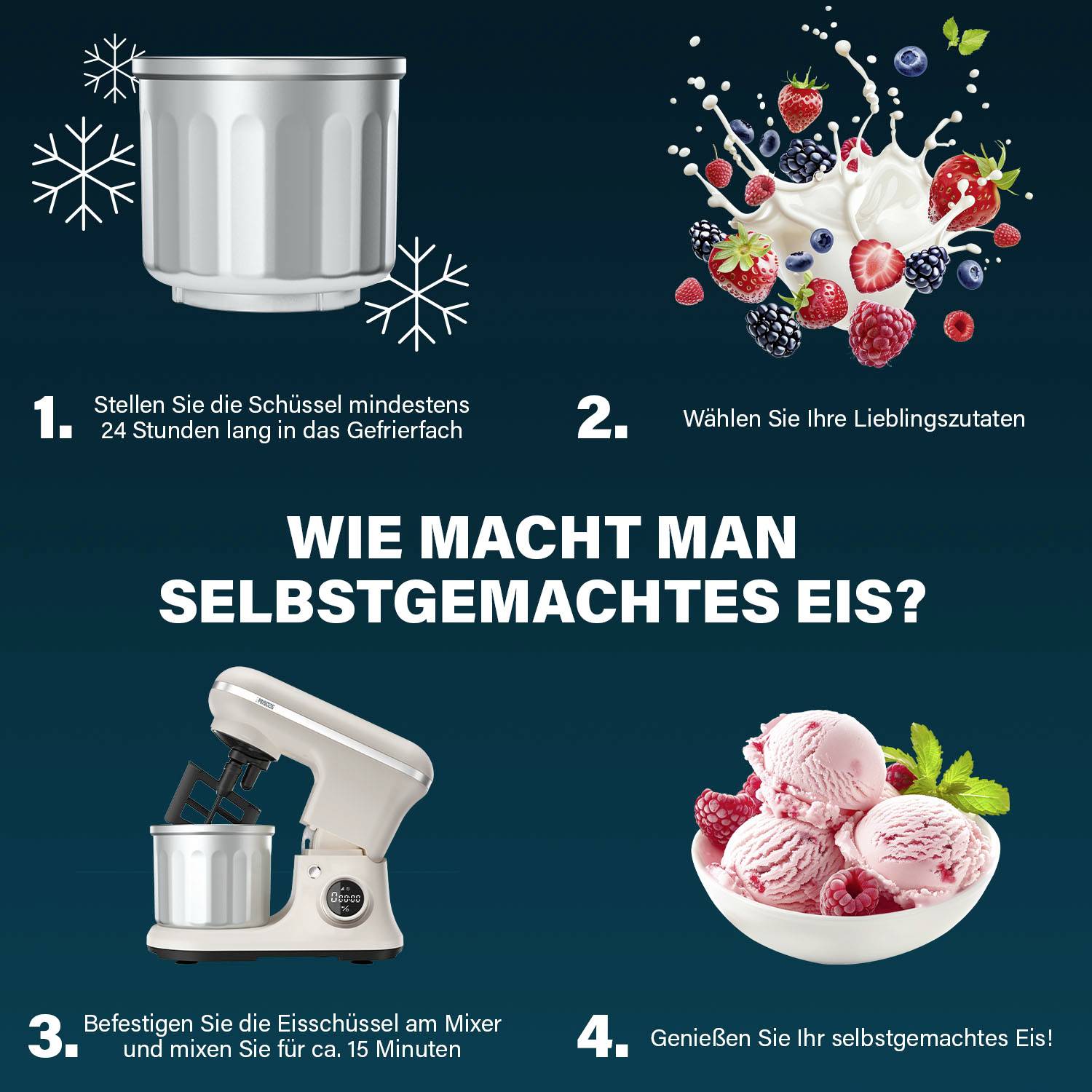 Princess Küchenmaschine 1200W Creme-Weiß, Edelstahl