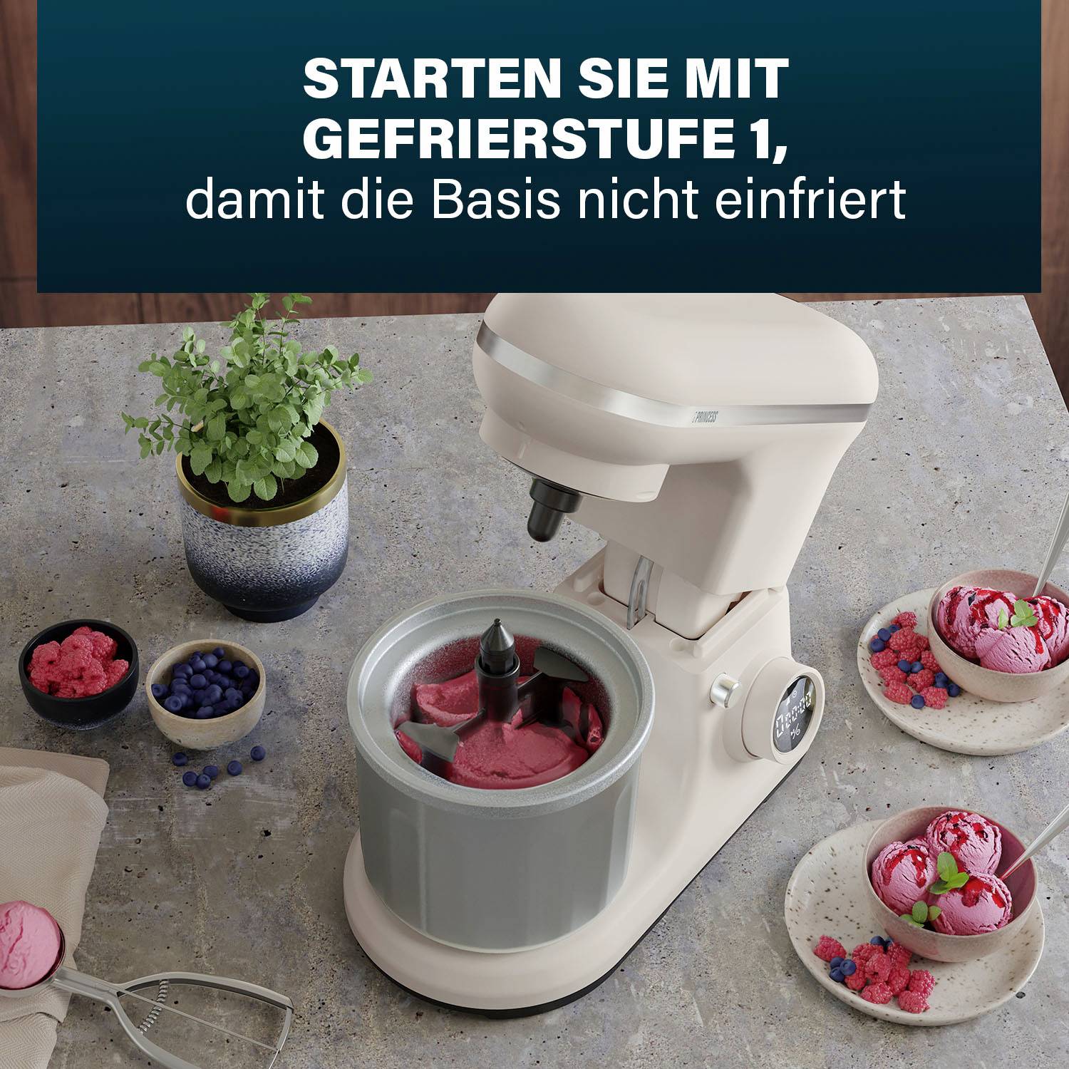 Princess Küchenmaschine 1200W Creme-Weiß, Edelstahl