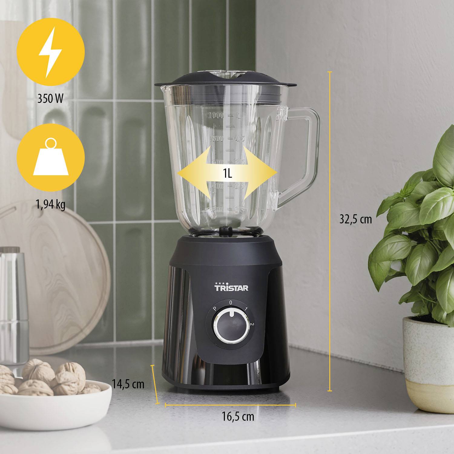 Tristar Standmixer 350 W Schwarz