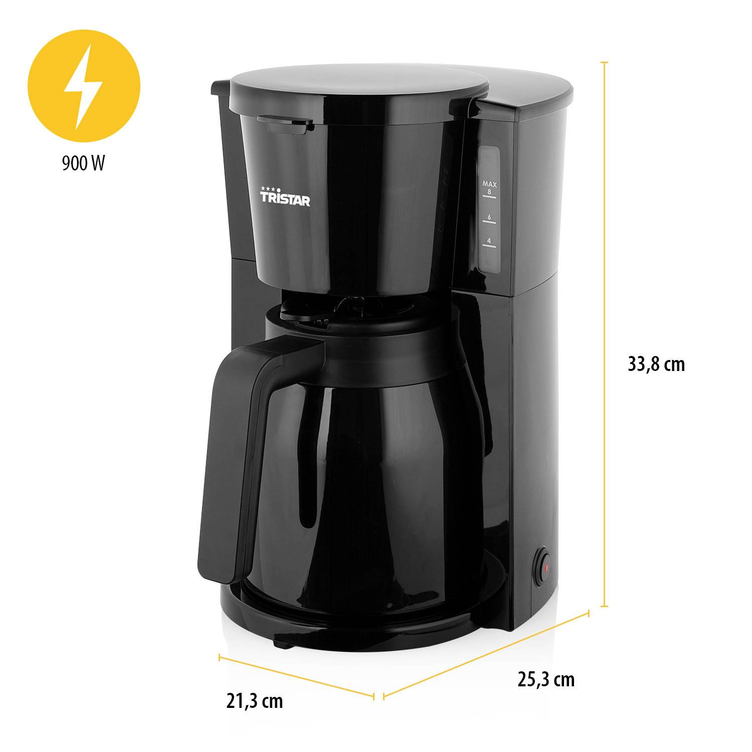 Tristar Kaffeemaschine Schwarz Fassungsvermögen Tassen=10 Isolierkanne, Warmhaltefunktion