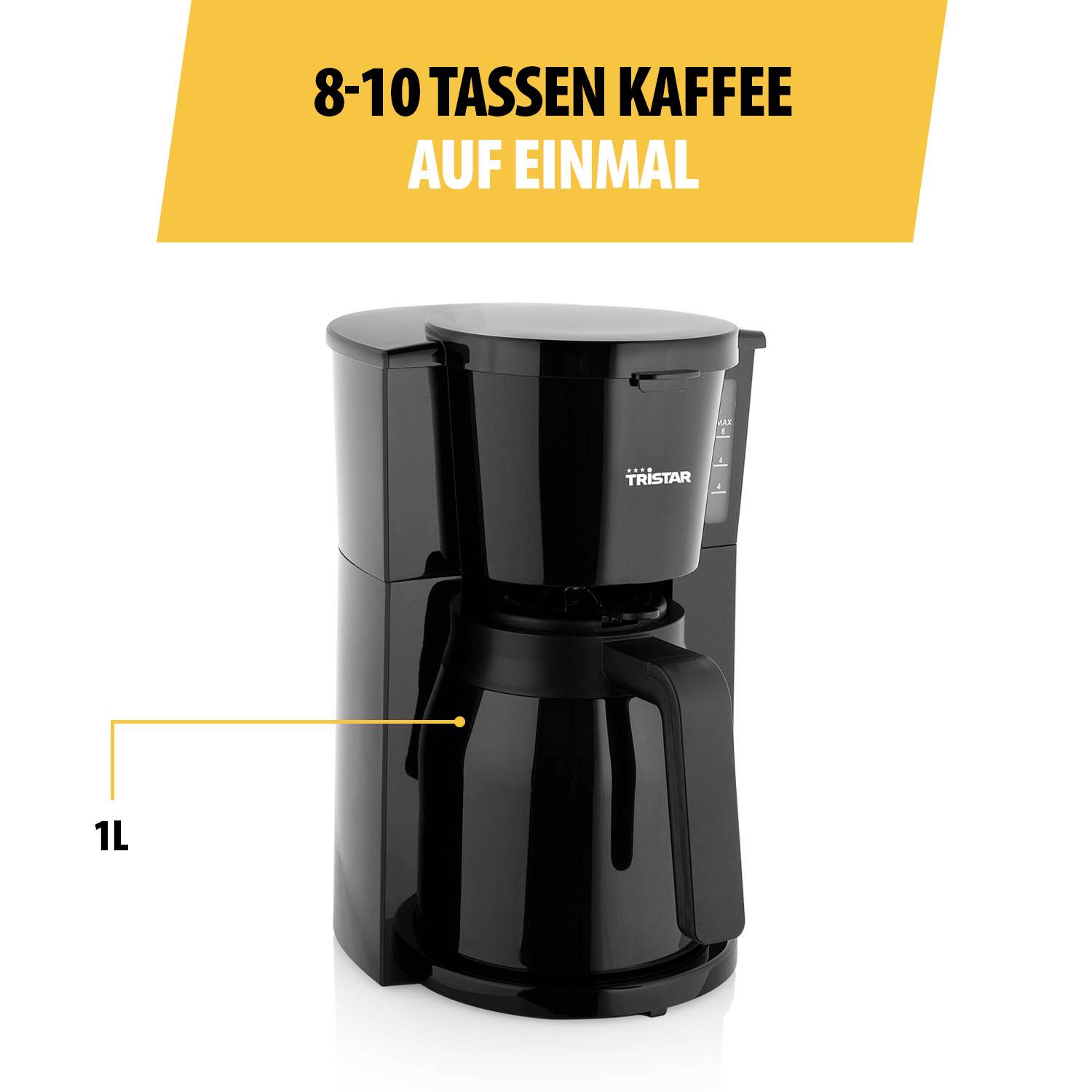 Tristar Kaffeemaschine Schwarz Fassungsvermögen Tassen=10 Isolierkanne, Warmhaltefunktion