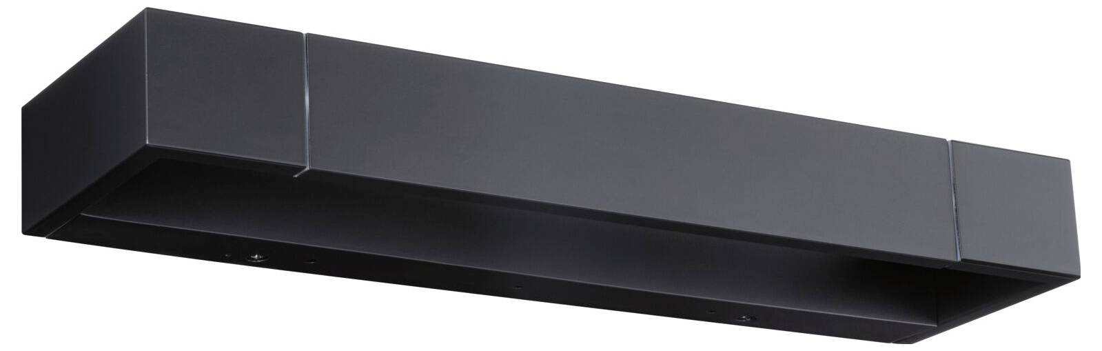 Schwarze, rechteckige Wandleuchte mit schlichtem Design, geeignet für moderne Inneneinrichtungen.