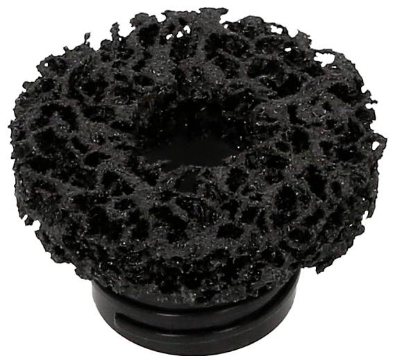 Schwarzes Filterschaumstück mit einer porösen, schwammartigen Struktur in Ringform. Hauptsächlich verwendet für Wasserfilterung.