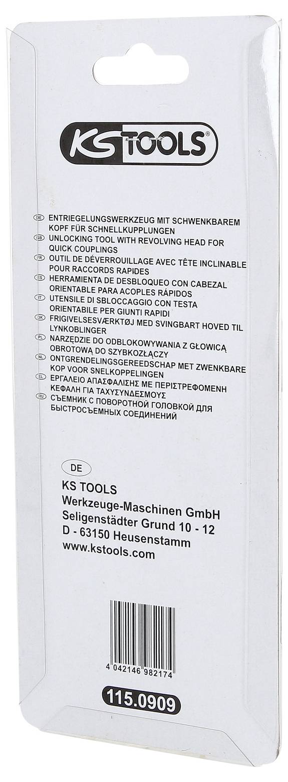 KS Tools Entriegelungswerkzeug mit schwenkbarem Kopf für Schnellkupplungen 115.0909