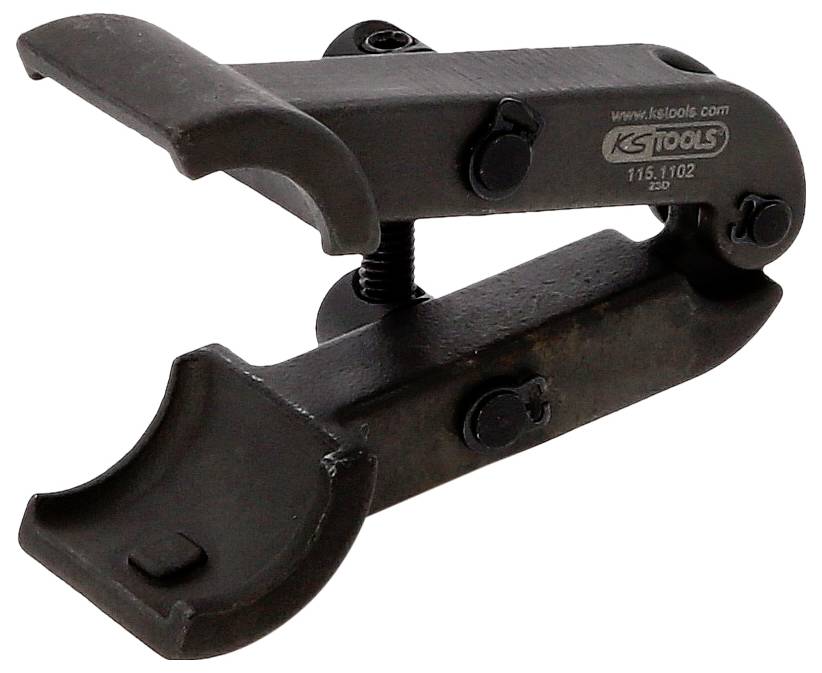 Trenn- und Abdrückzange aus Metall mit schwarzem Finish, drei Verschraubungen und einem Drehmechanismus in der Mitte.