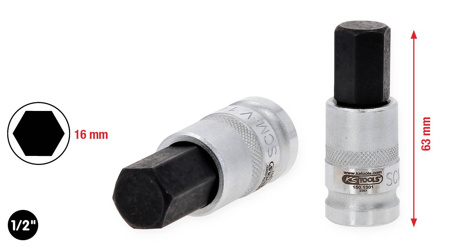 KS Tools 1/2" Bit-Stecknuss Innensechskant Sechskant-Bit 1St.