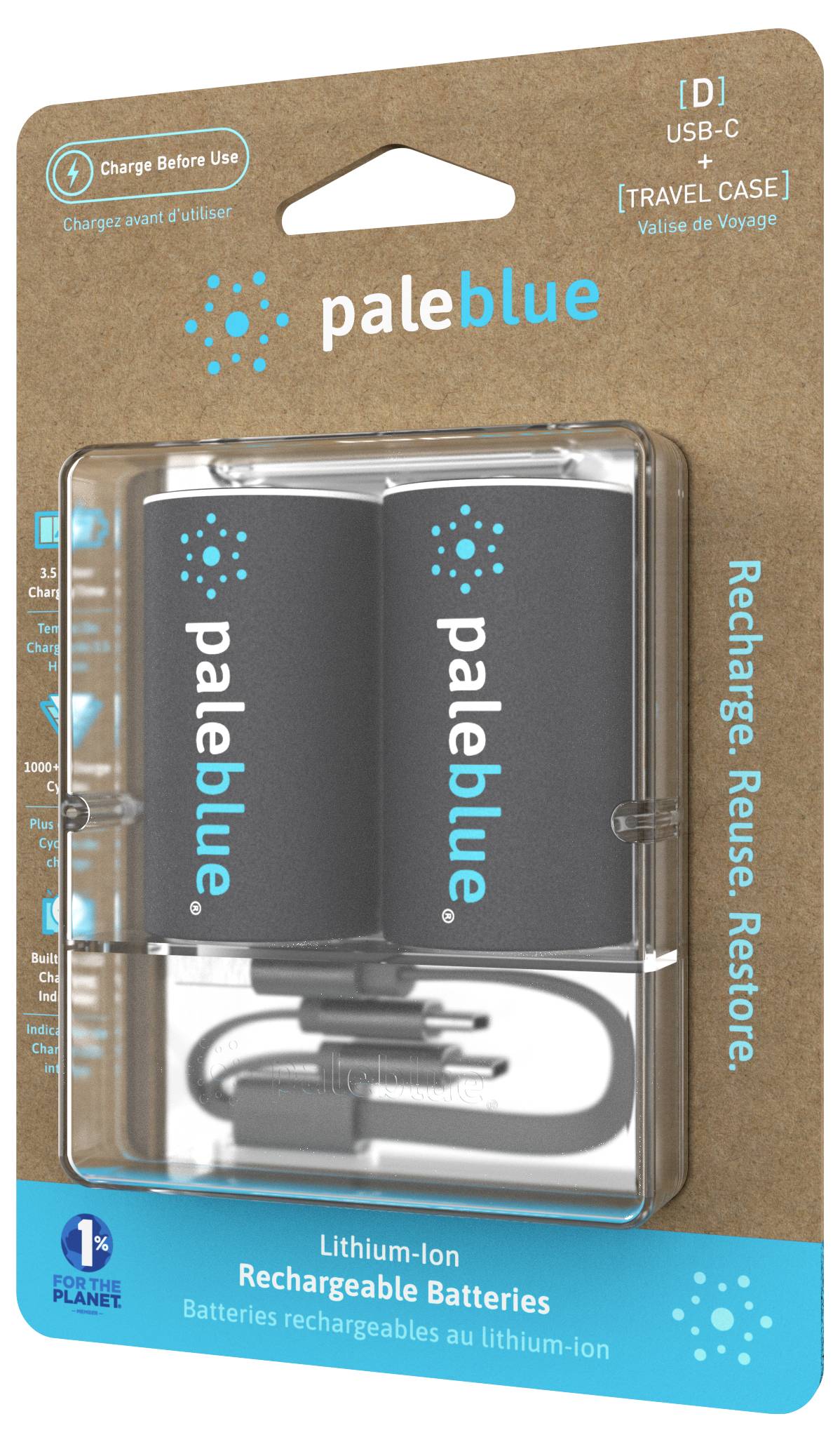 Paleblue Mono (D)-Akku Li-Ion 7400 1.5 V 2 St.