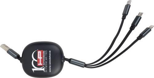 HP Autozubehör Ladekabel 3in1 ausziehbar USB Ladegerät 1x USB-C®, 1x Apple Lightning, 1x Micro-USB