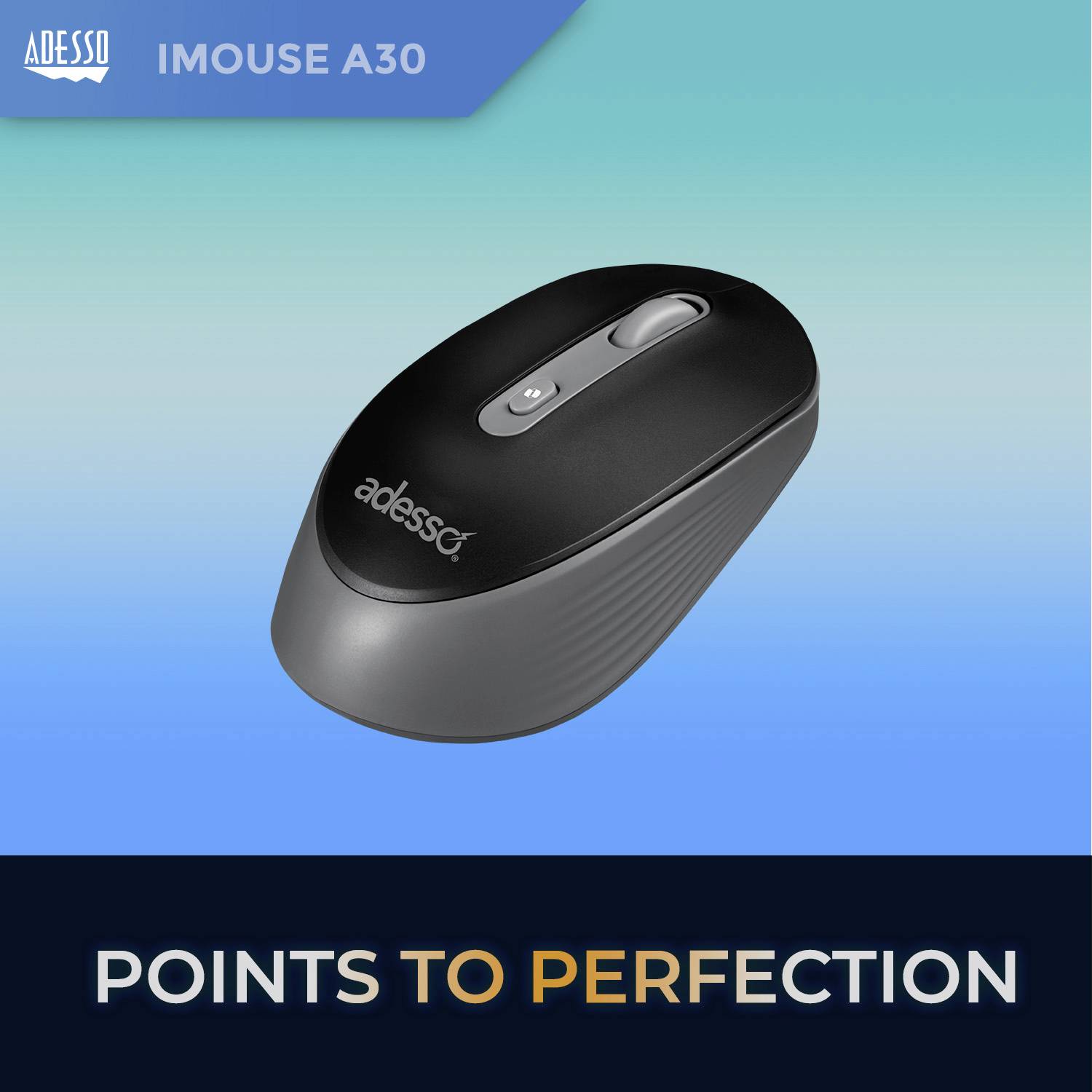 Adesso iMouse A30B Maus Funk Optisch Schwarz-Grau 4 Tasten 1200 dpi Maustasten