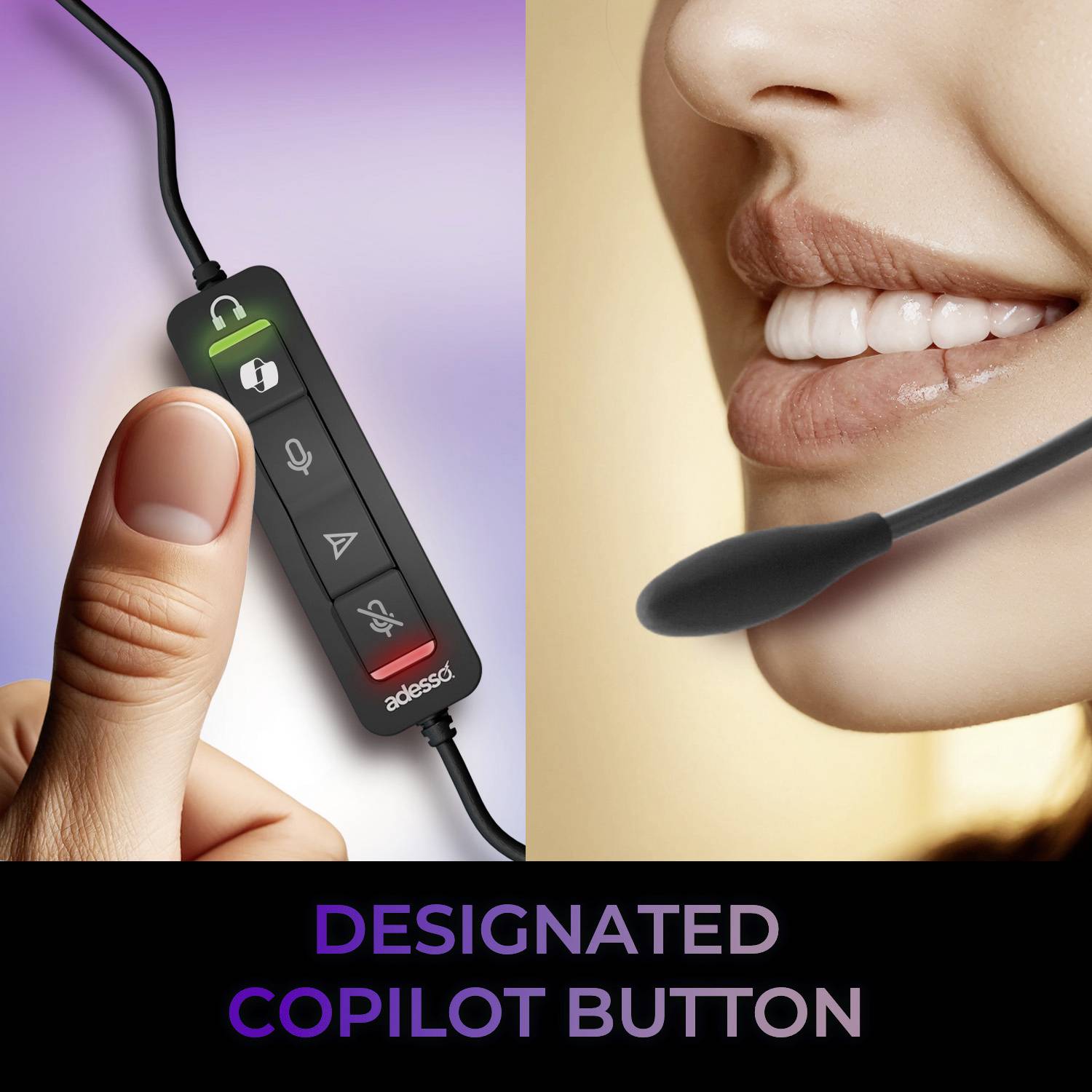 Adesso Xtream P7 AI Copilot Headset On Ear Headset kabelgebunden Stereo schwarz-meliert Headset Computer