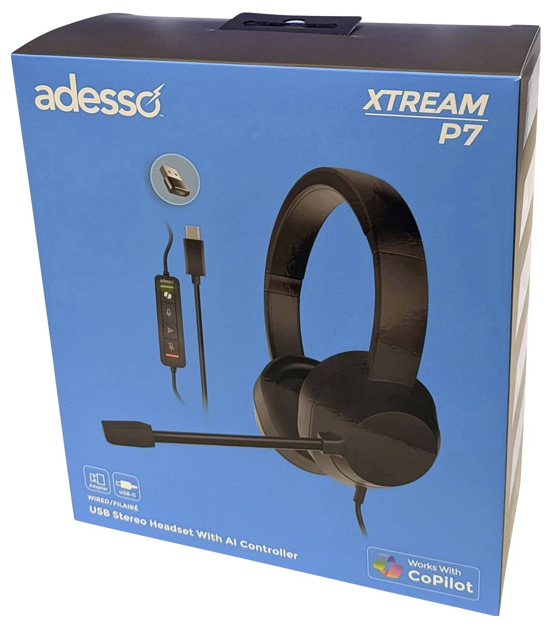 Adesso Xtream P7 AI Copilot Headset On Ear Headset kabelgebunden Stereo schwarz-meliert Headset Computer