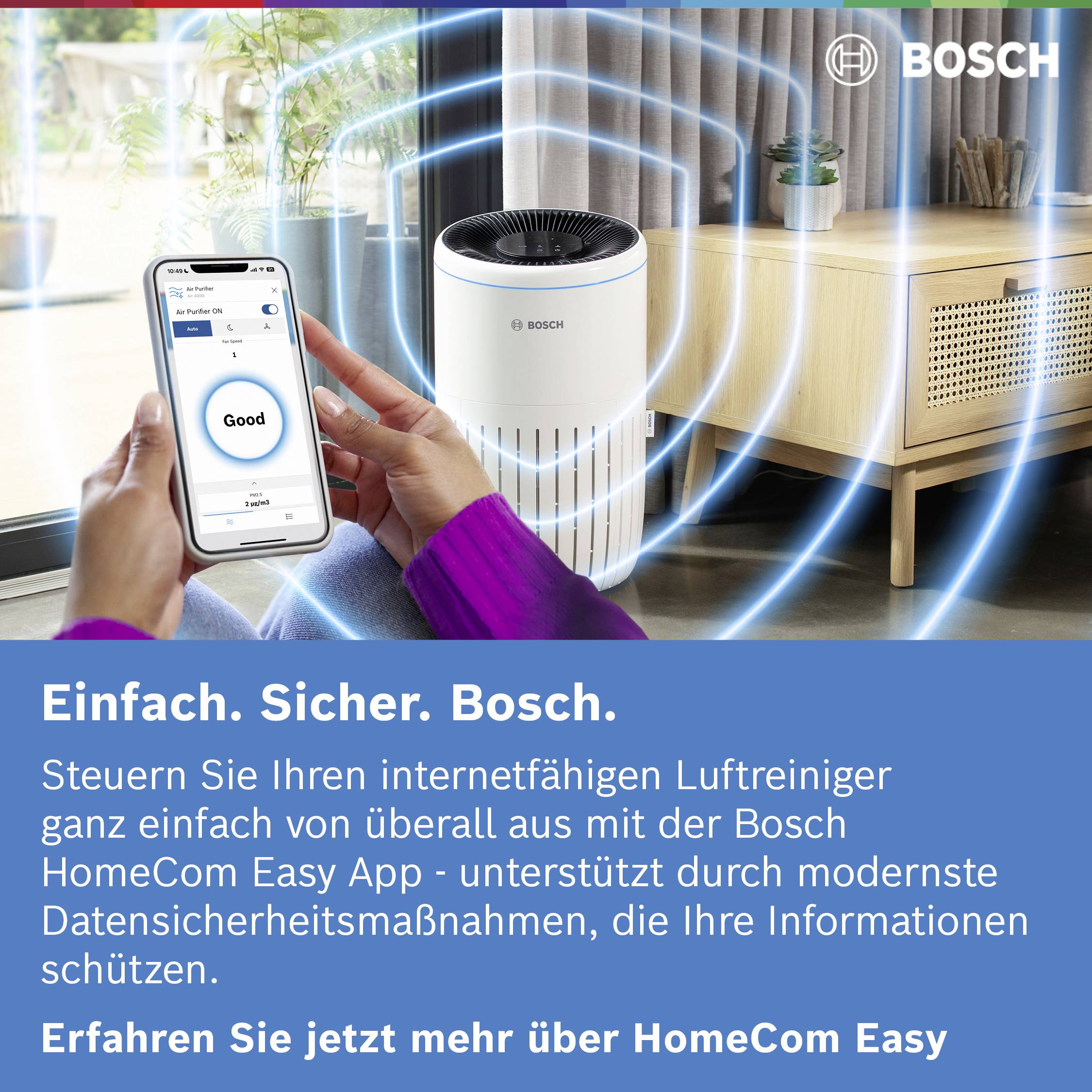 Bosch Home Comfort 7733703375 Air 2000i Luftreiniger 37m² Weiß, Schwarz