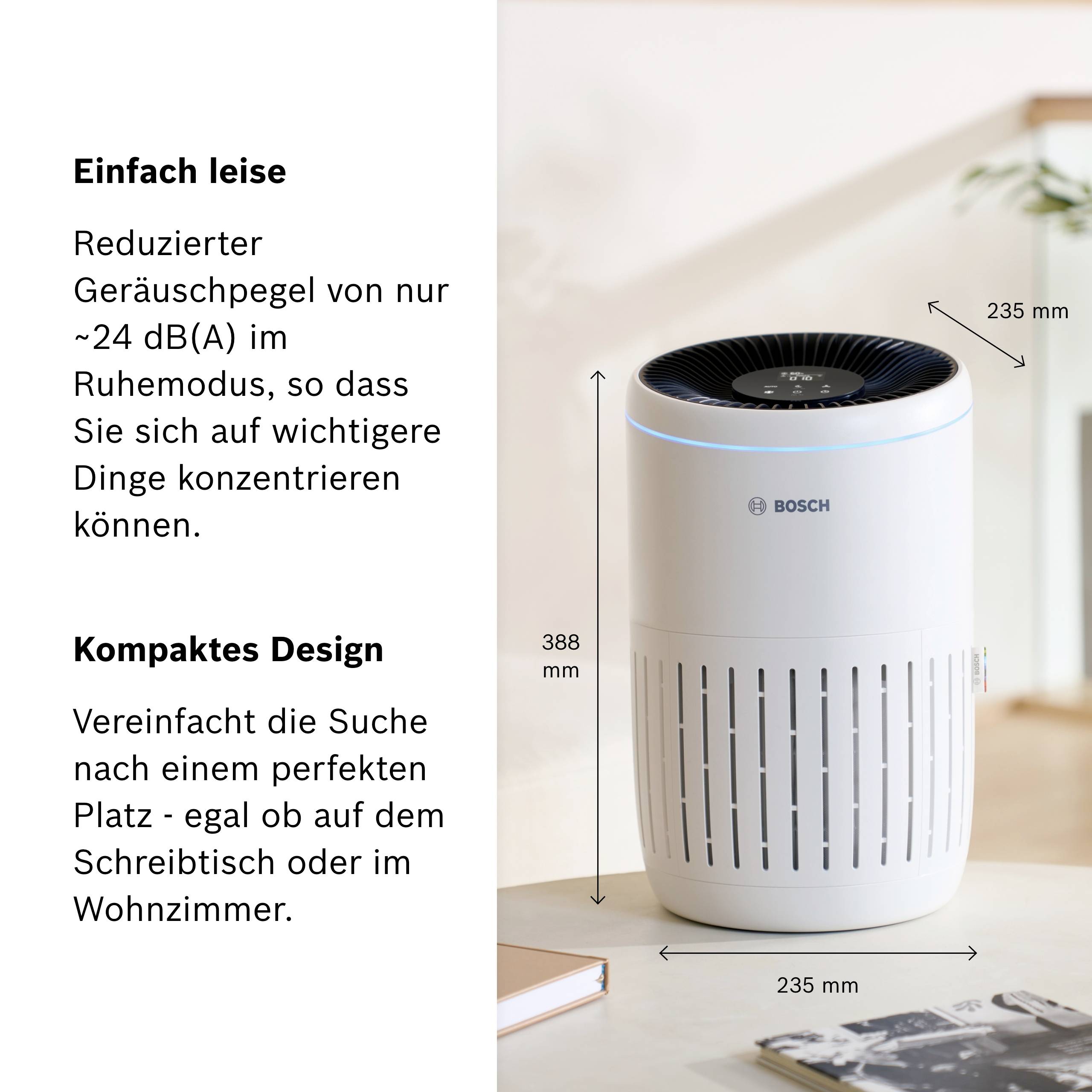 Bosch Home Comfort 7733703375 Air 2000i Luftreiniger 37m² Weiß, Schwarz