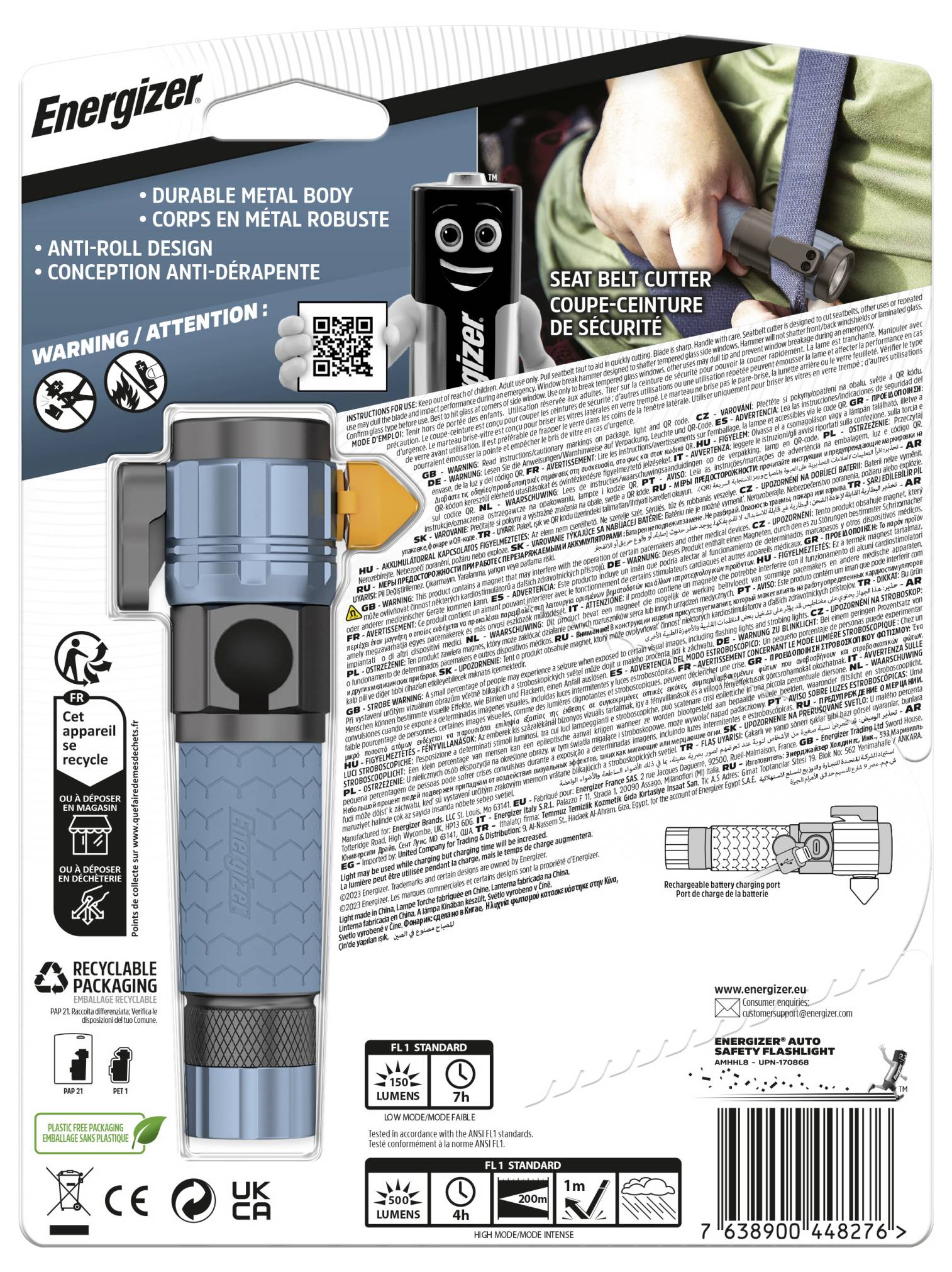 Energizer Auto Metal Light LED Taschenlampe akkubetrieben 500lm