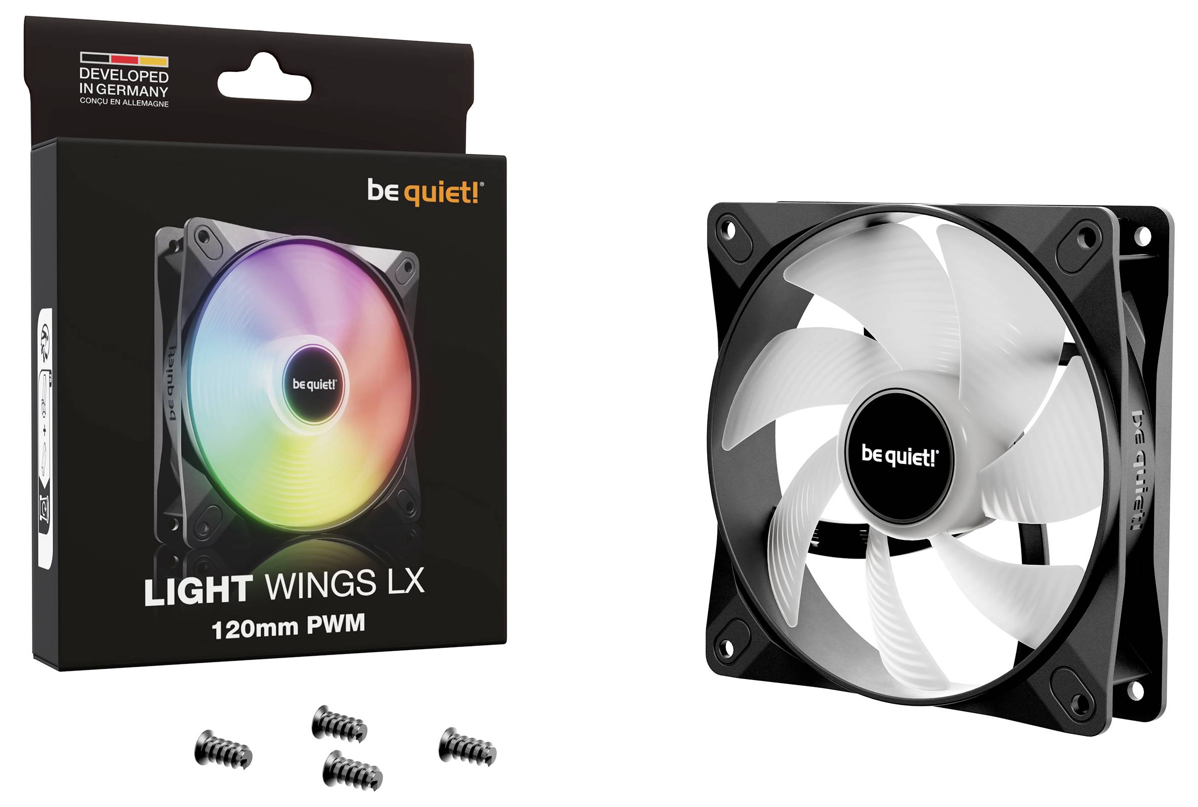 BeQuiet LIGHT WINGS LX 120mm PWM PC-Gehäuse-Lüfter Schwarz (B x H x T) 120 x 120 x 25mm inkl. LED-Beleuchtung