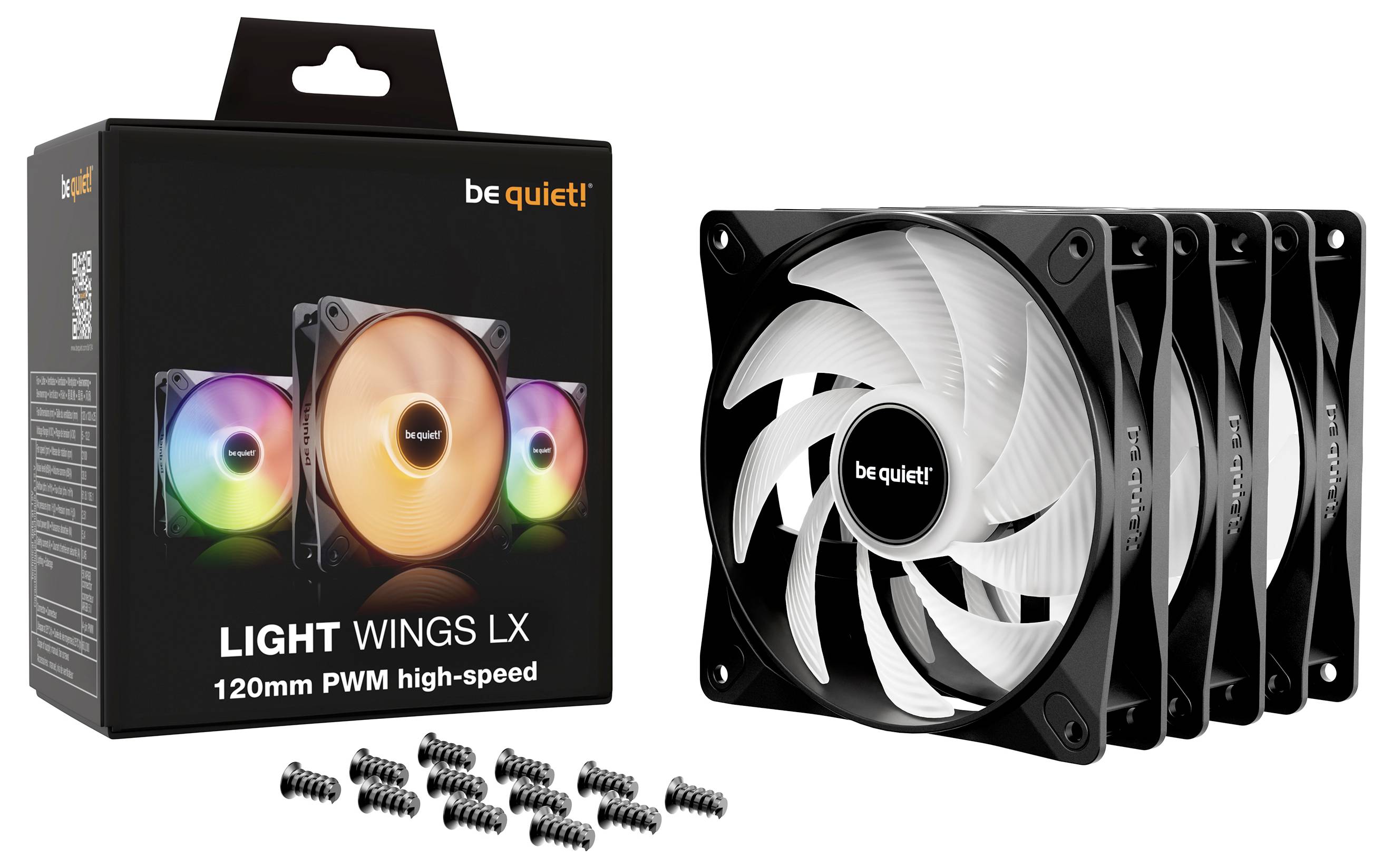 BeQuiet LIGHT WINGS LX 120mm PWM high-speed Triple-Pack PC-Gehäuse-Lüfter Schwarz (B x H x T) 120 x 120 x 25mm inkl