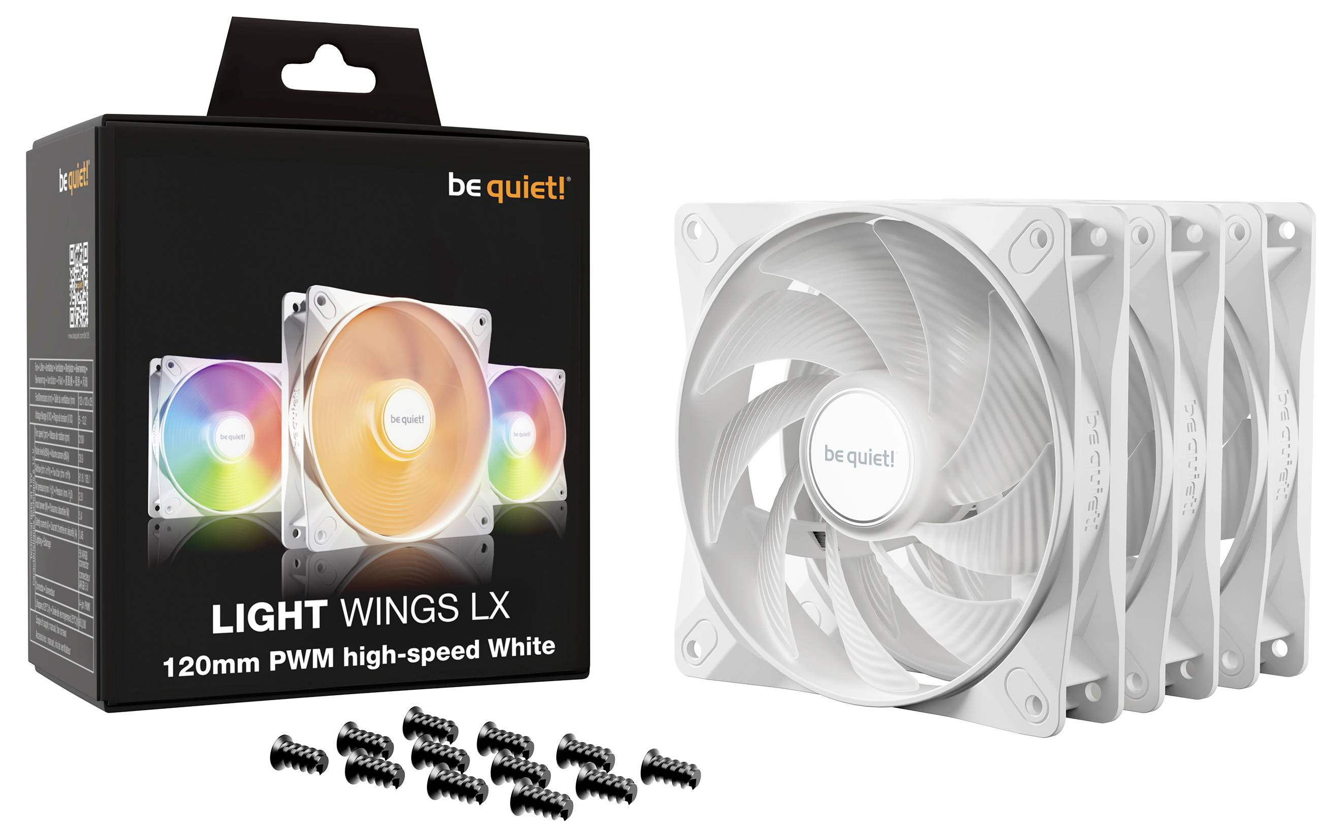 BeQuiet LIGHT WINGS LX 120mm PWM high-speed White Triple-Pack PC-Gehäuse-Lüfter Weiß (B x H x T) 120 x 120 x 25mm inkl