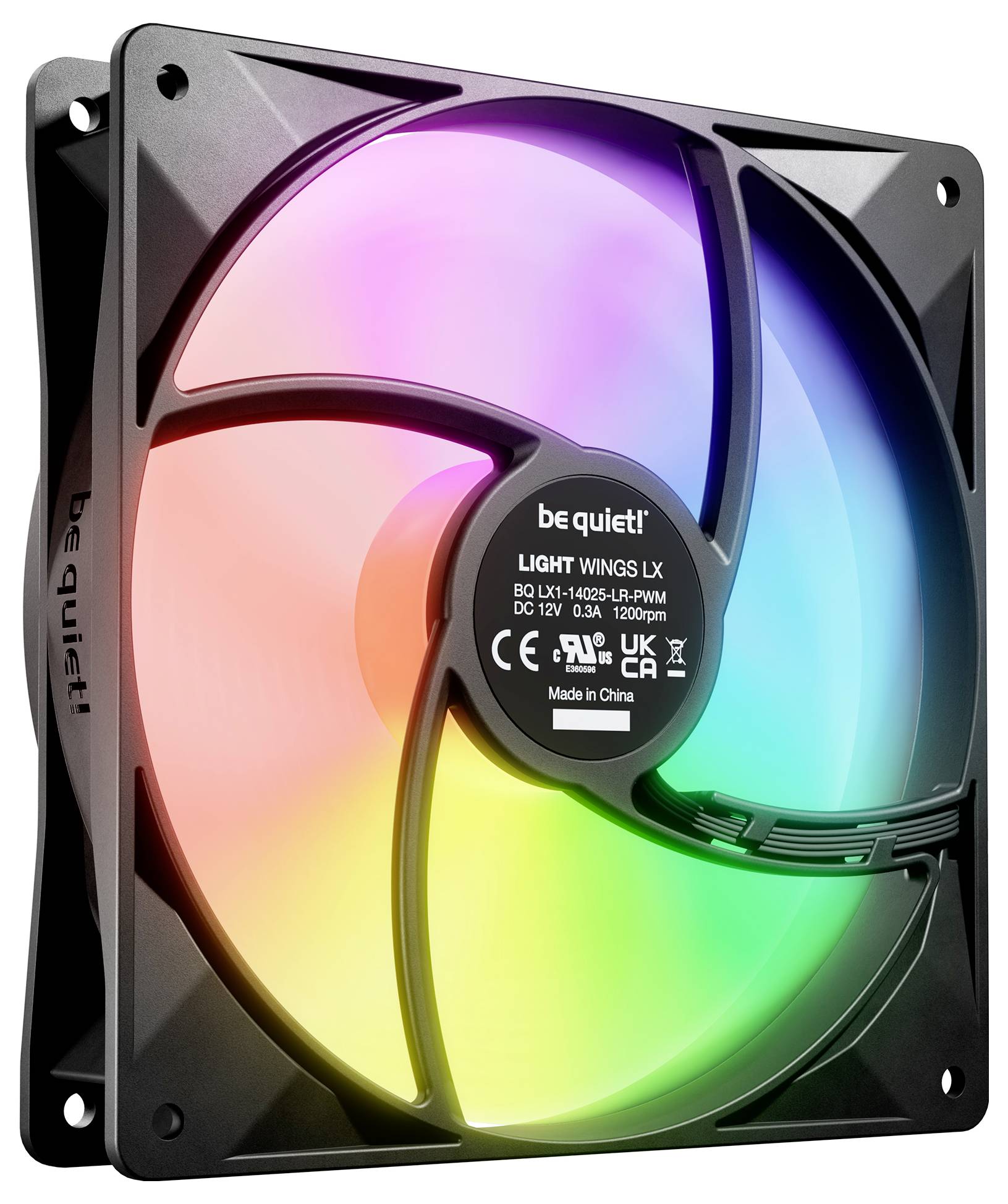 BeQuiet LIGHT WINGS LX 140mm PWM PC-Gehäuse-Lüfter Schwarz (B x H x T) 140 x 140 x 25mm inkl. LED-Beleuchtung