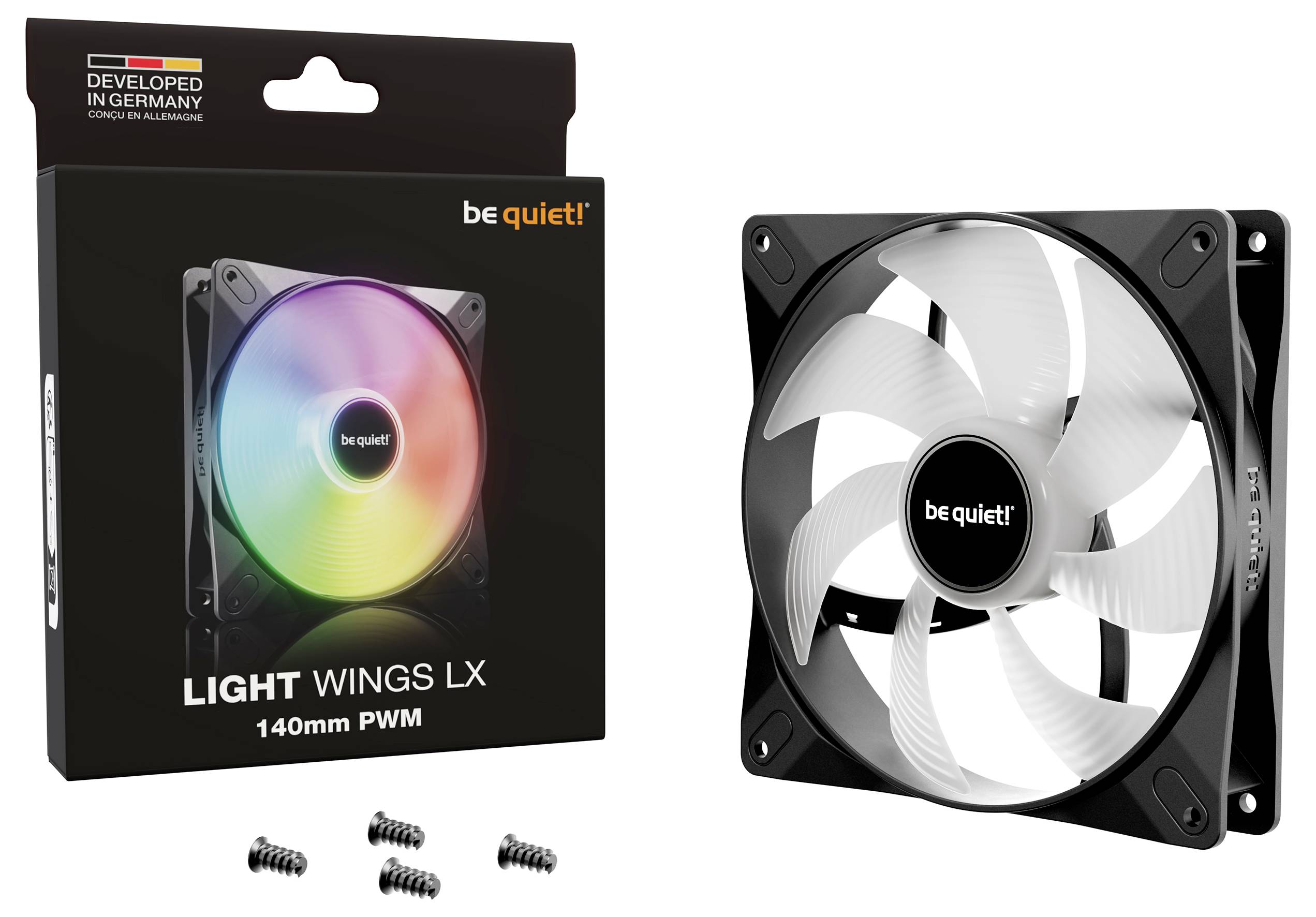 BeQuiet LIGHT WINGS LX 140mm PWM PC-Gehäuse-Lüfter Schwarz (B x H x T) 140 x 140 x 25mm inkl. LED-Beleuchtung