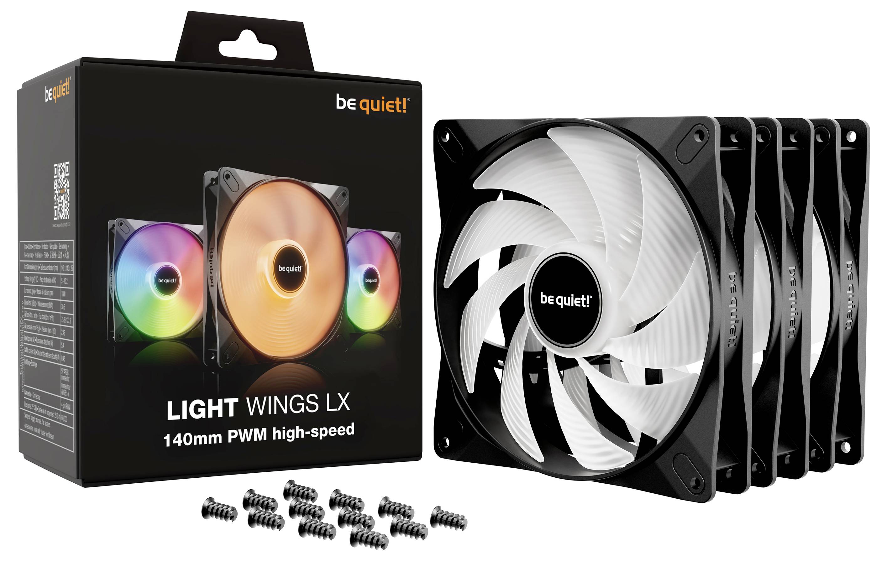BeQuiet LIGHT WINGS LX 140mm PWM high-speed Triple-Pack PC-Gehäuse-Lüfter Schwarz (B x H x T) 140 x 140 x 25mm inkl