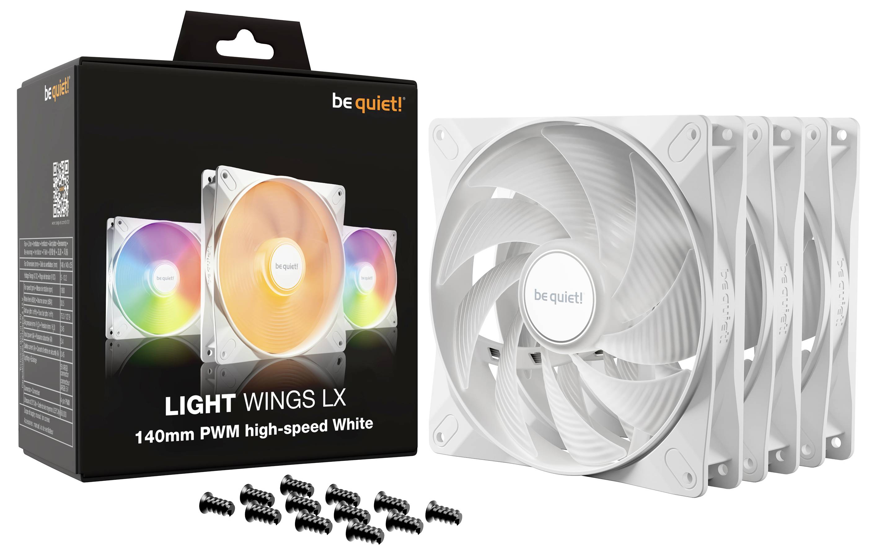 BeQuiet LIGHT WINGS LX 140mm PWM high-speed White Triple-Pack PC-Gehäuse-Lüfter Weiß (B x H x T) 140 x 140 x 25mm inkl