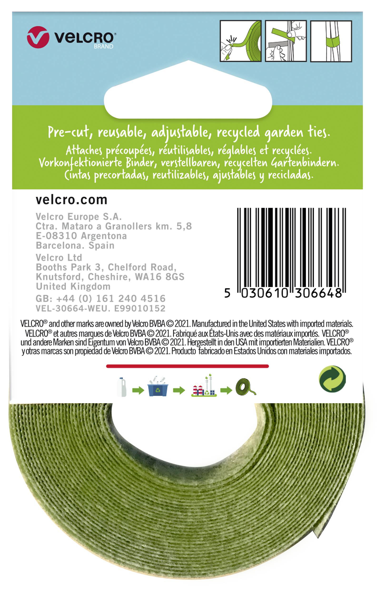 VELCRO® Universal Klettband zum Bündeln, für Pflanzen und Garten Haft- und Flauschteil (L x B) 20cm x 1.2cm Grün 25St.
