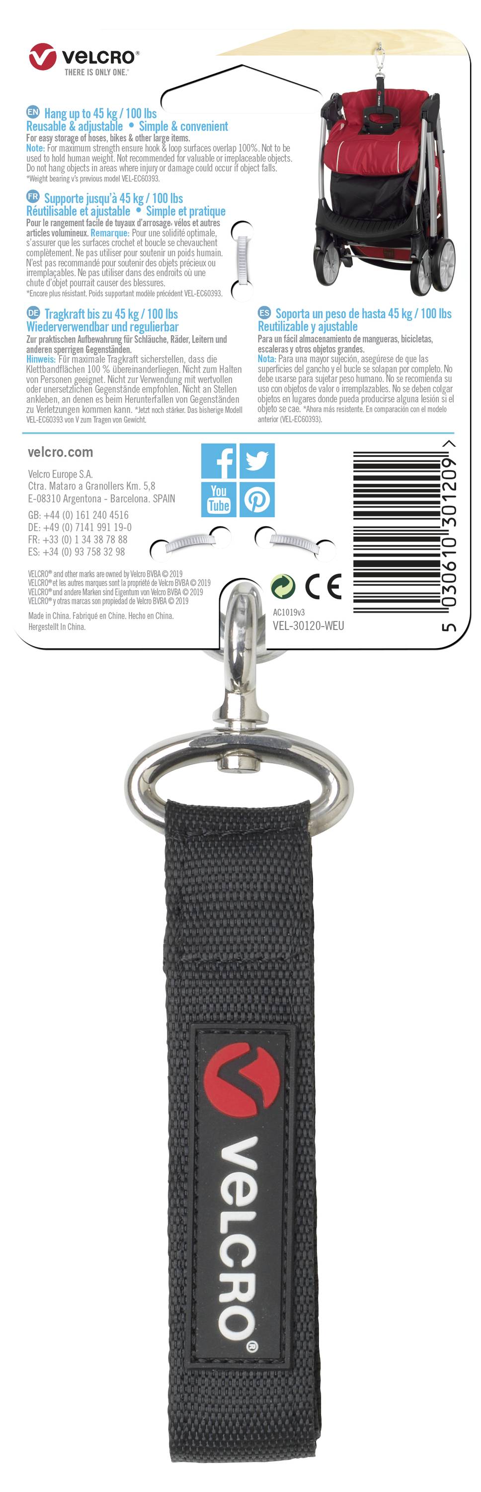 VELCRO® Klett-Gurt mit Gurt extrastark (L x B) 406mm x 25mm Schwarz 1St.