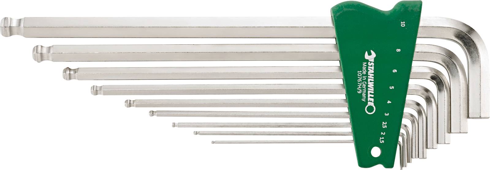 Stahlwille 10767H/9 SATZ KUGELKOPF-WINKELSCHRAUBENDREHER MIT HALTEFUNKTION SECHSKANT 9TLG. Universal Winkelschraubendreher