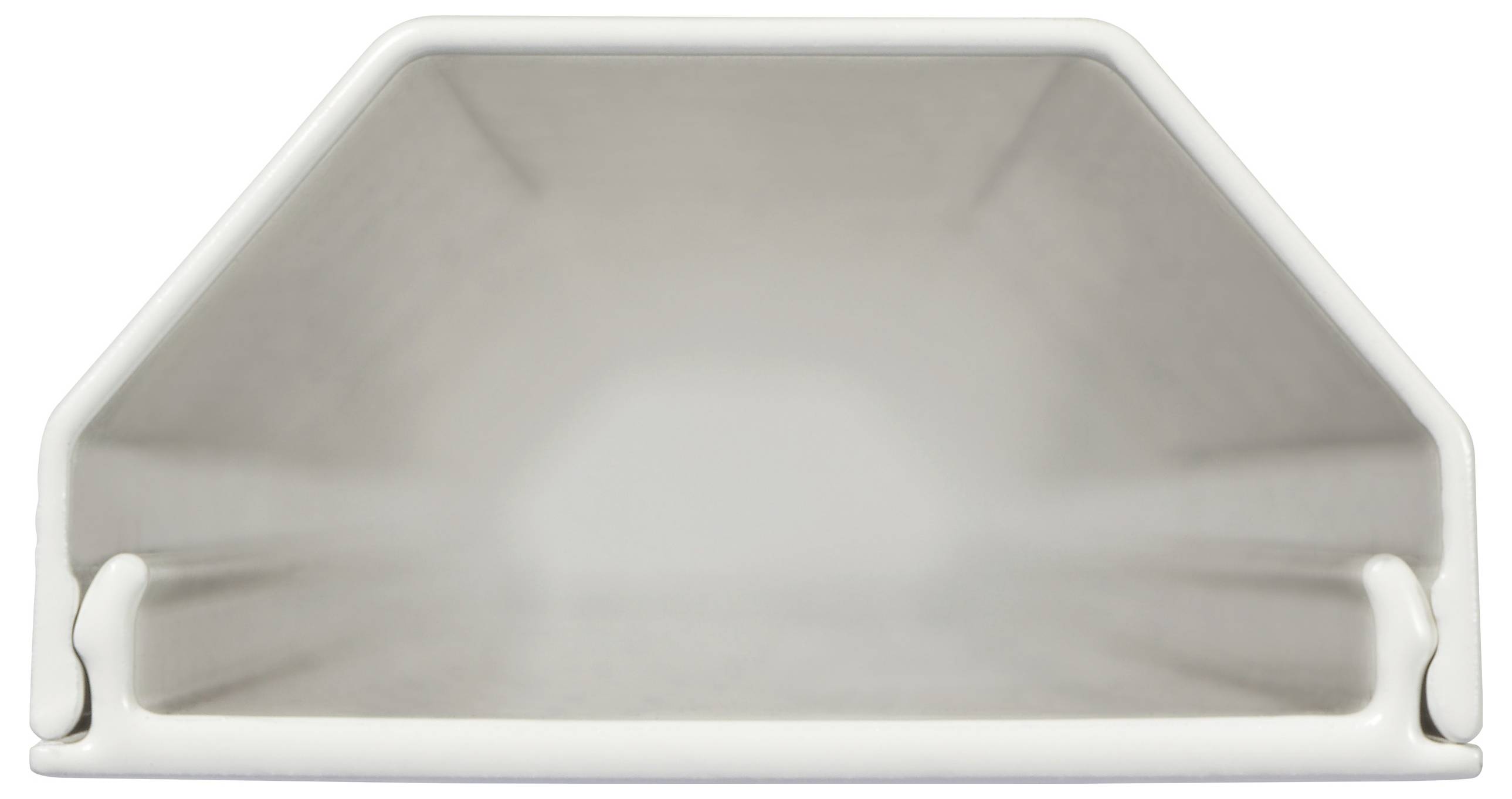 Metallprofil in U-Form, weiß beschichtet, symmetrisch mit glatten Innenseiten, geeignet für bauliche Anwendungen wie Führungsschienen.