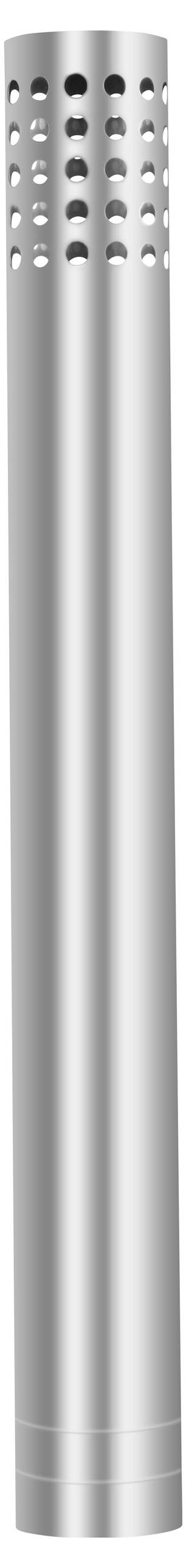Eine zylindrische Metallstange mit Löchern am oberen Ende, wahrscheinlich eine Komponente einer mechanischen oder elektronischen Vorrichtung.