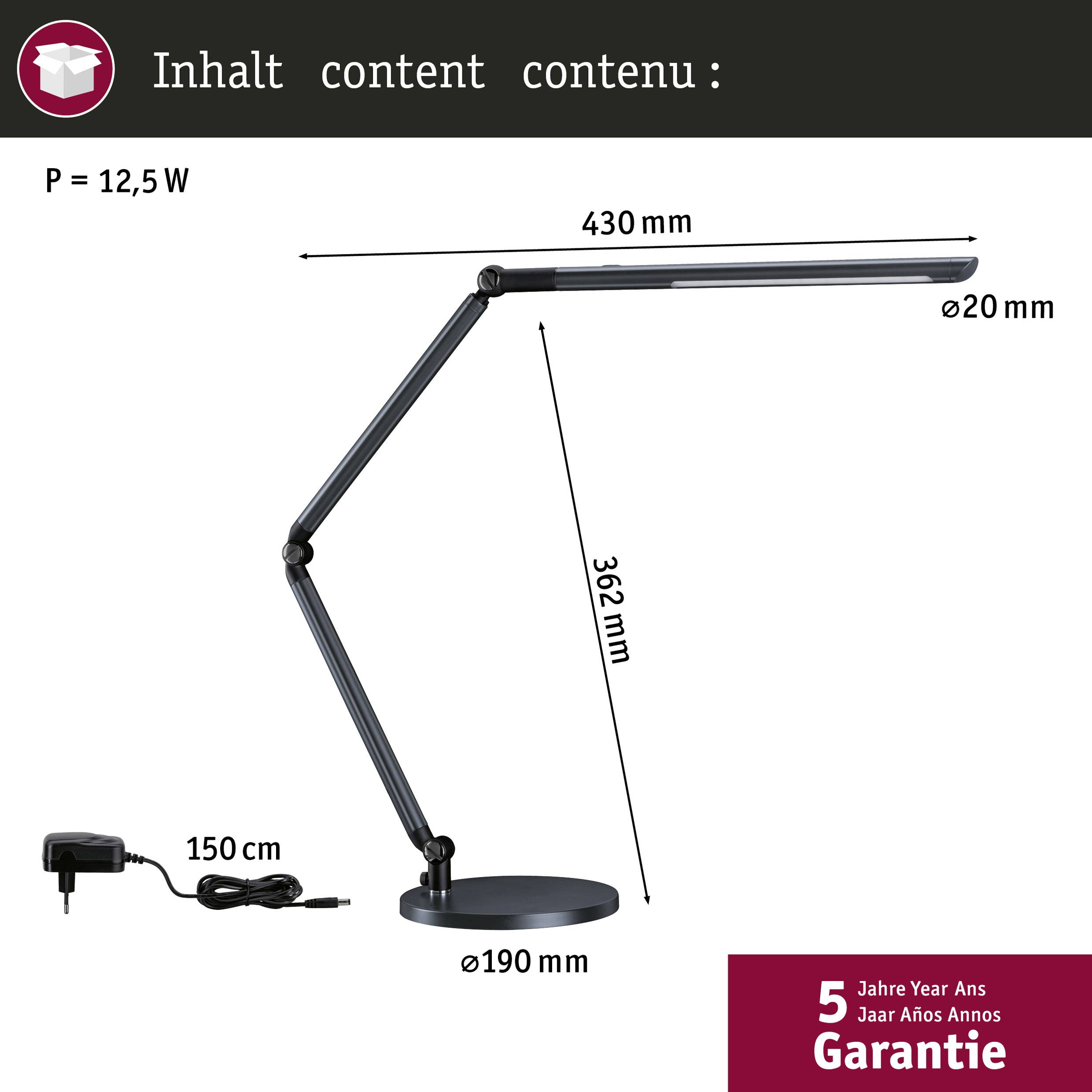Paulmann FlexBar 41300 LED-Schreibtischleuchte LED 10.6W Anthrazit (metallic)