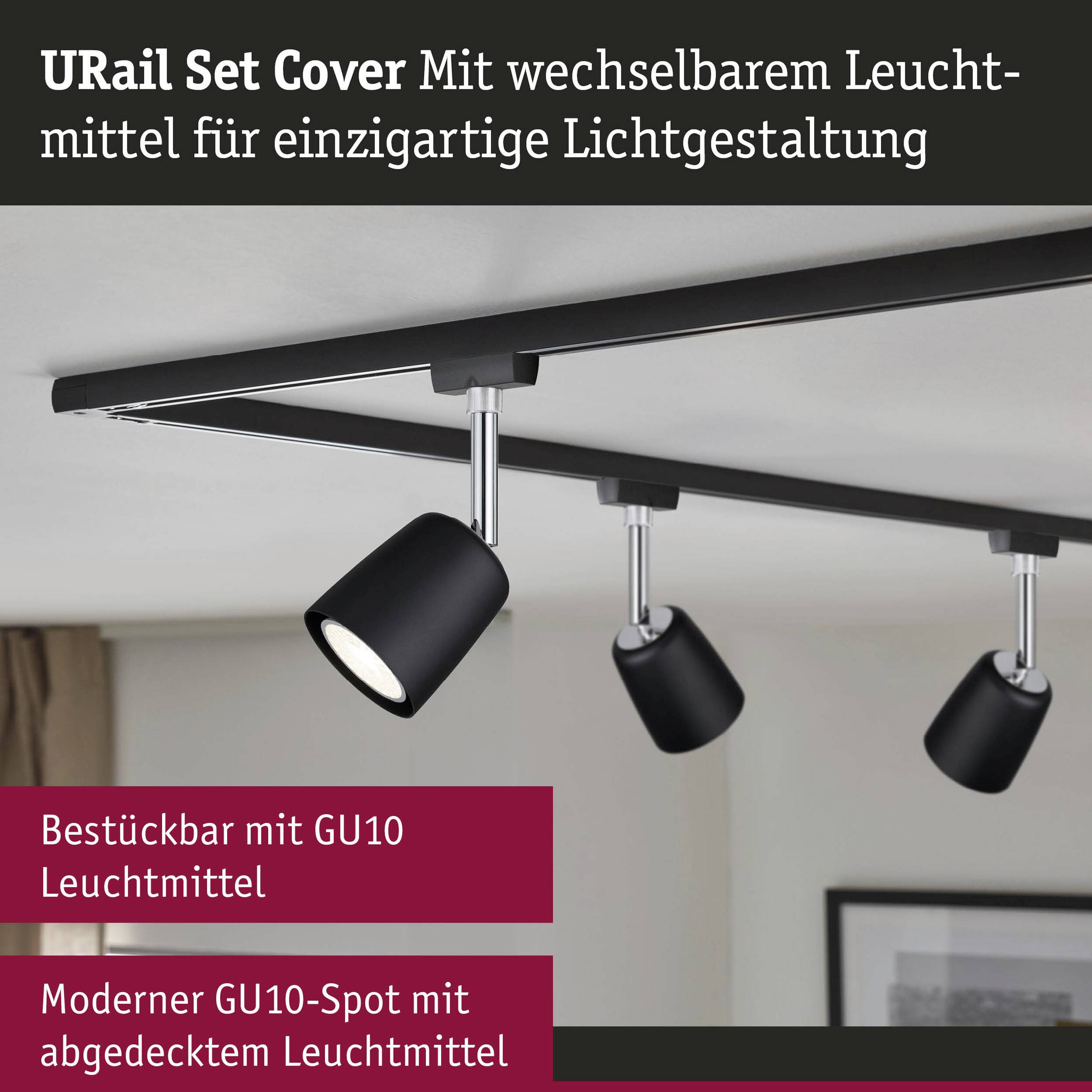 Paulmann 41303 Hochvolt-Schienensystem-Set URail GU10 10W LED Schwarz (matt), Chrom