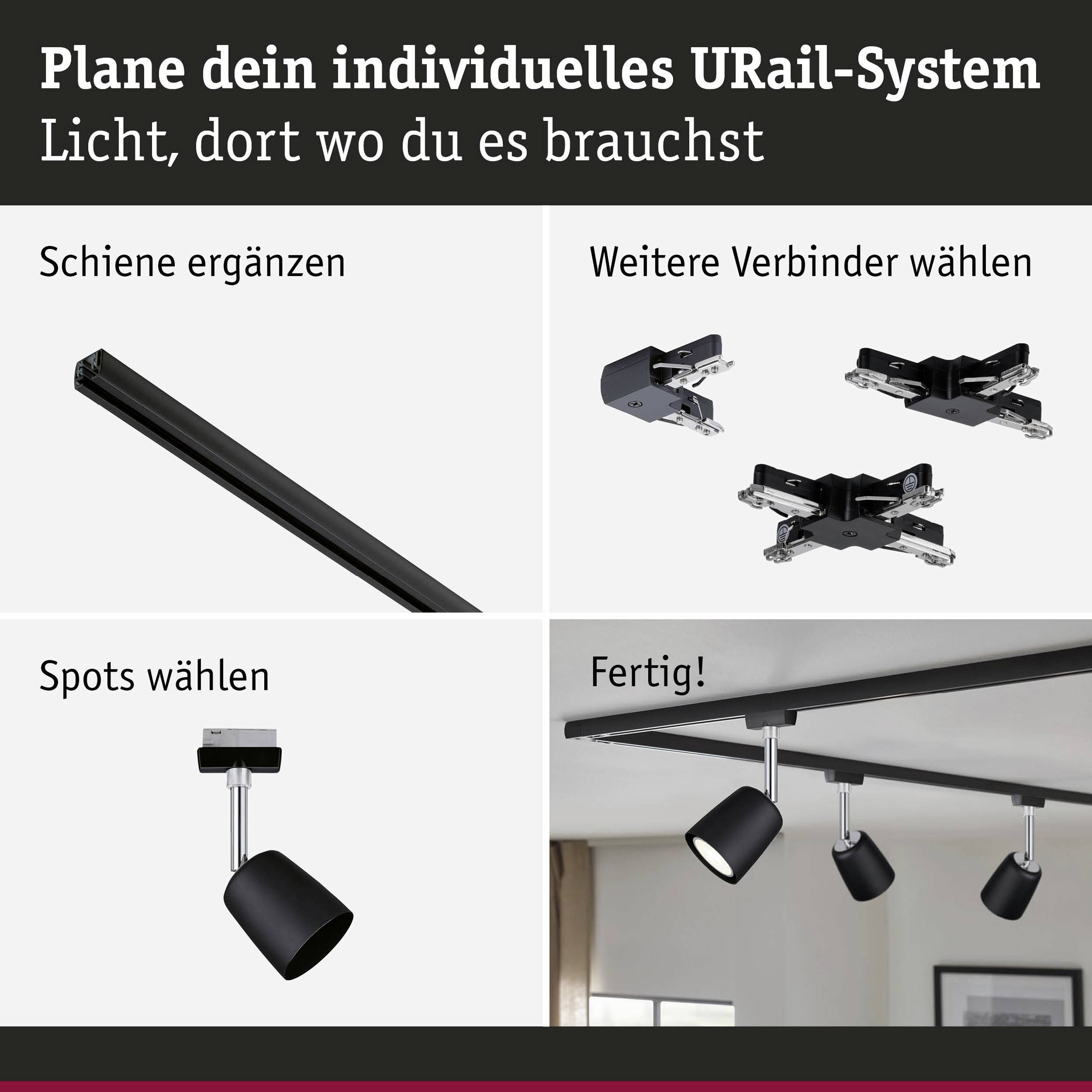 Paulmann 41303 Hochvolt-Schienensystem-Set URail GU10 10W LED Schwarz (matt), Chrom