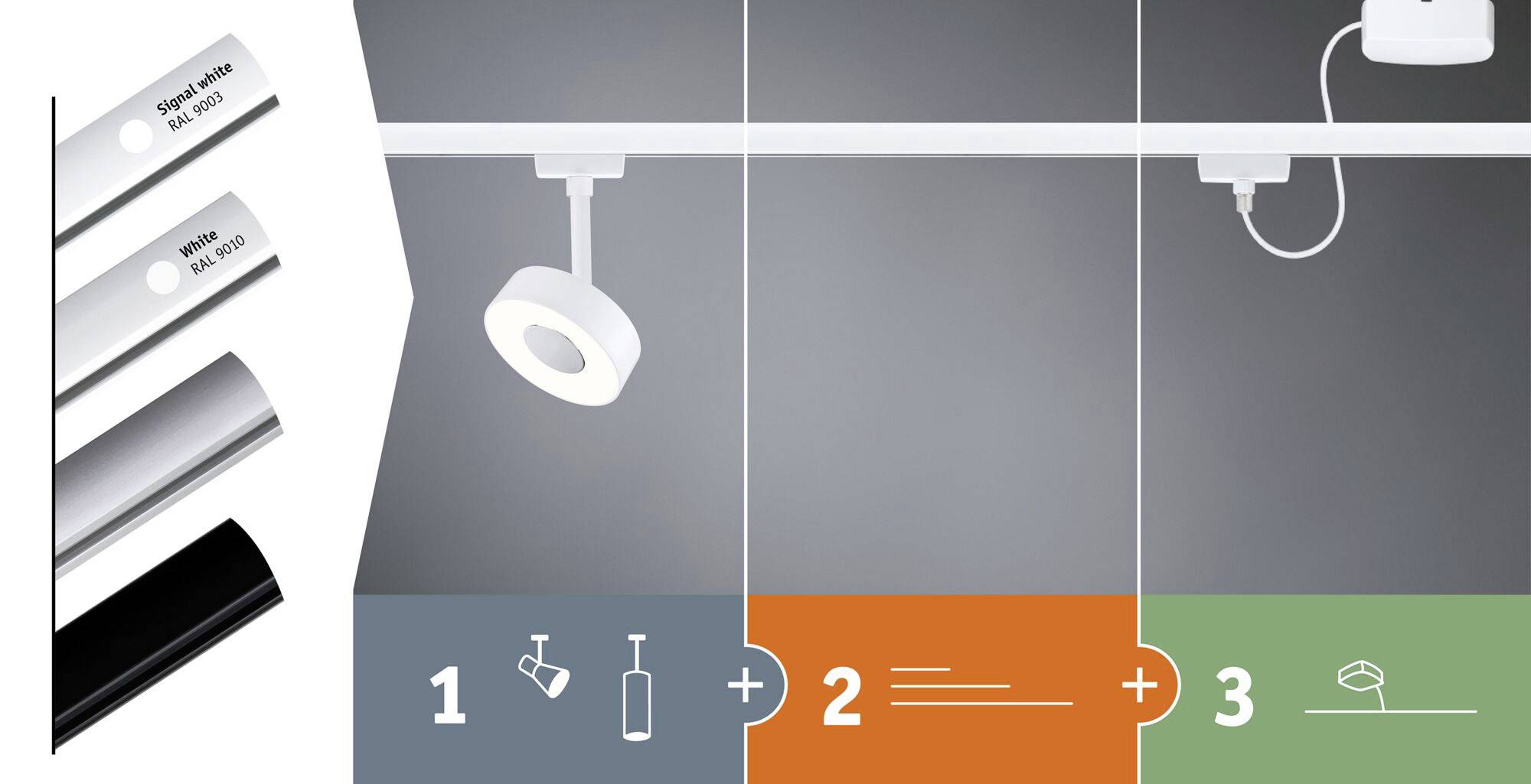 Paulmann 41303 Hochvolt-Schienensystem-Set URail GU10 10W LED Schwarz (matt), Chrom