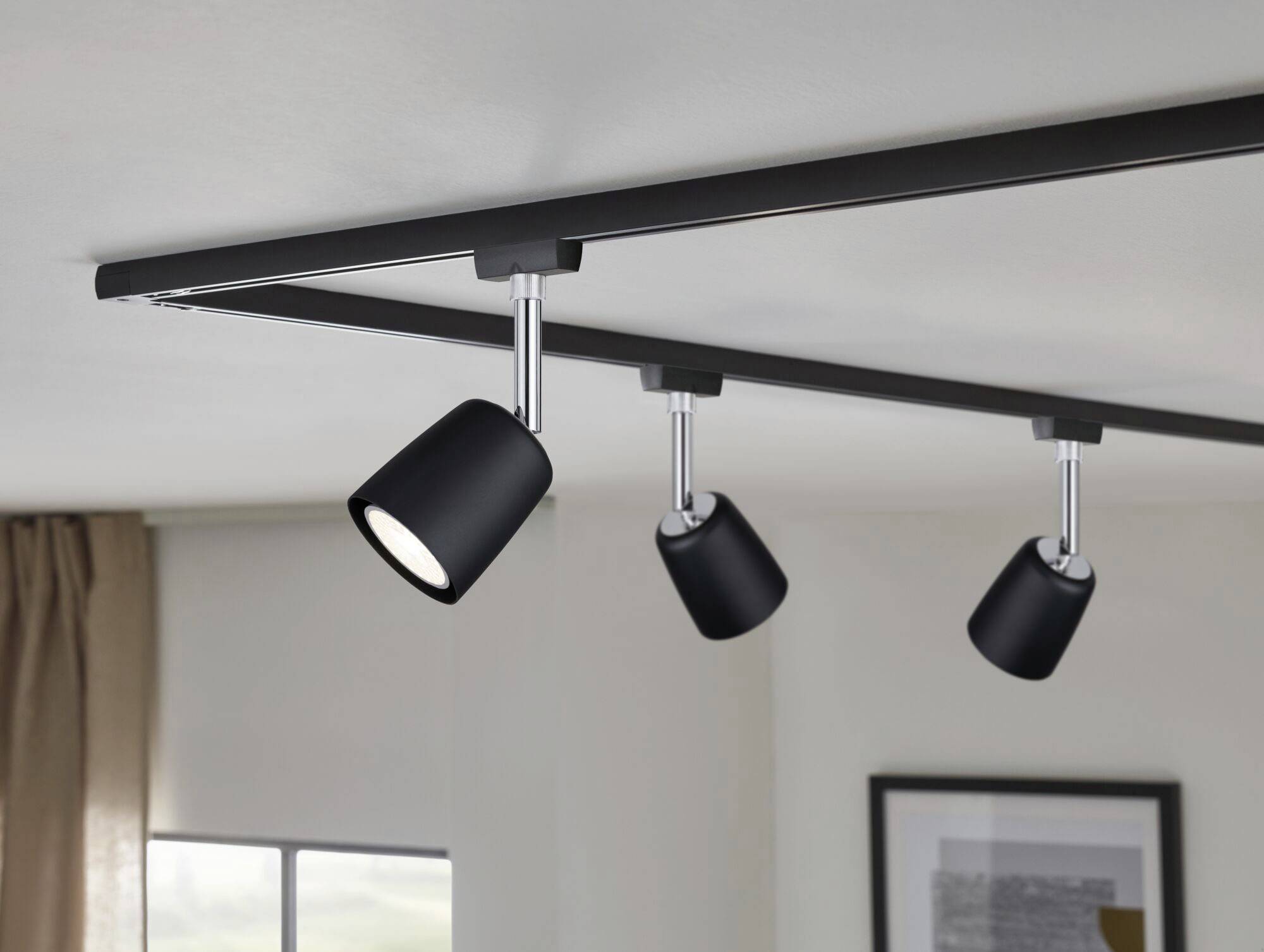 Paulmann 41303 Hochvolt-Schienensystem-Set URail GU10 10W LED Schwarz (matt), Chrom