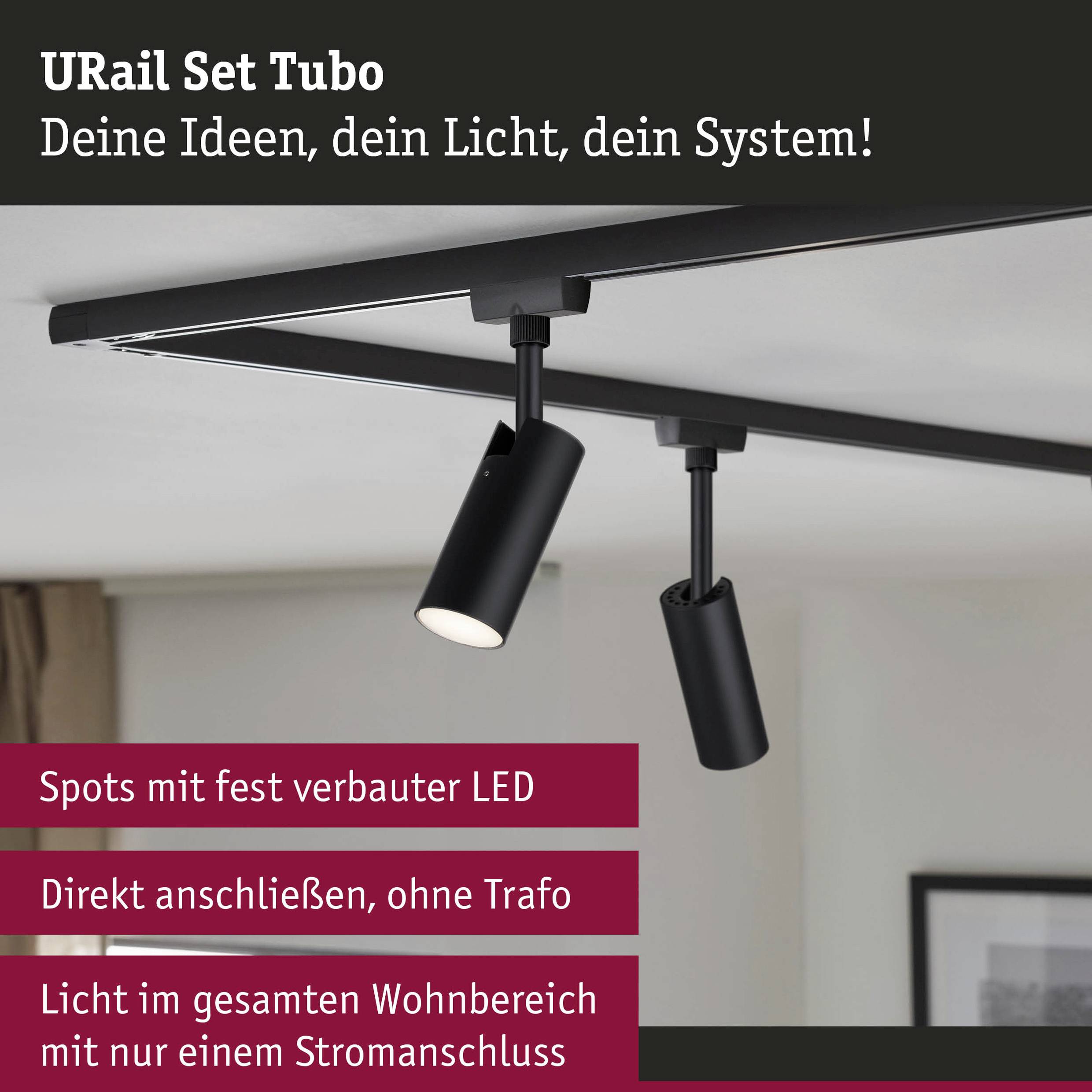 Paulmann 41304 Hochvolt-Schienensystem-Set URail LED 9W LED Schwarz (matt)