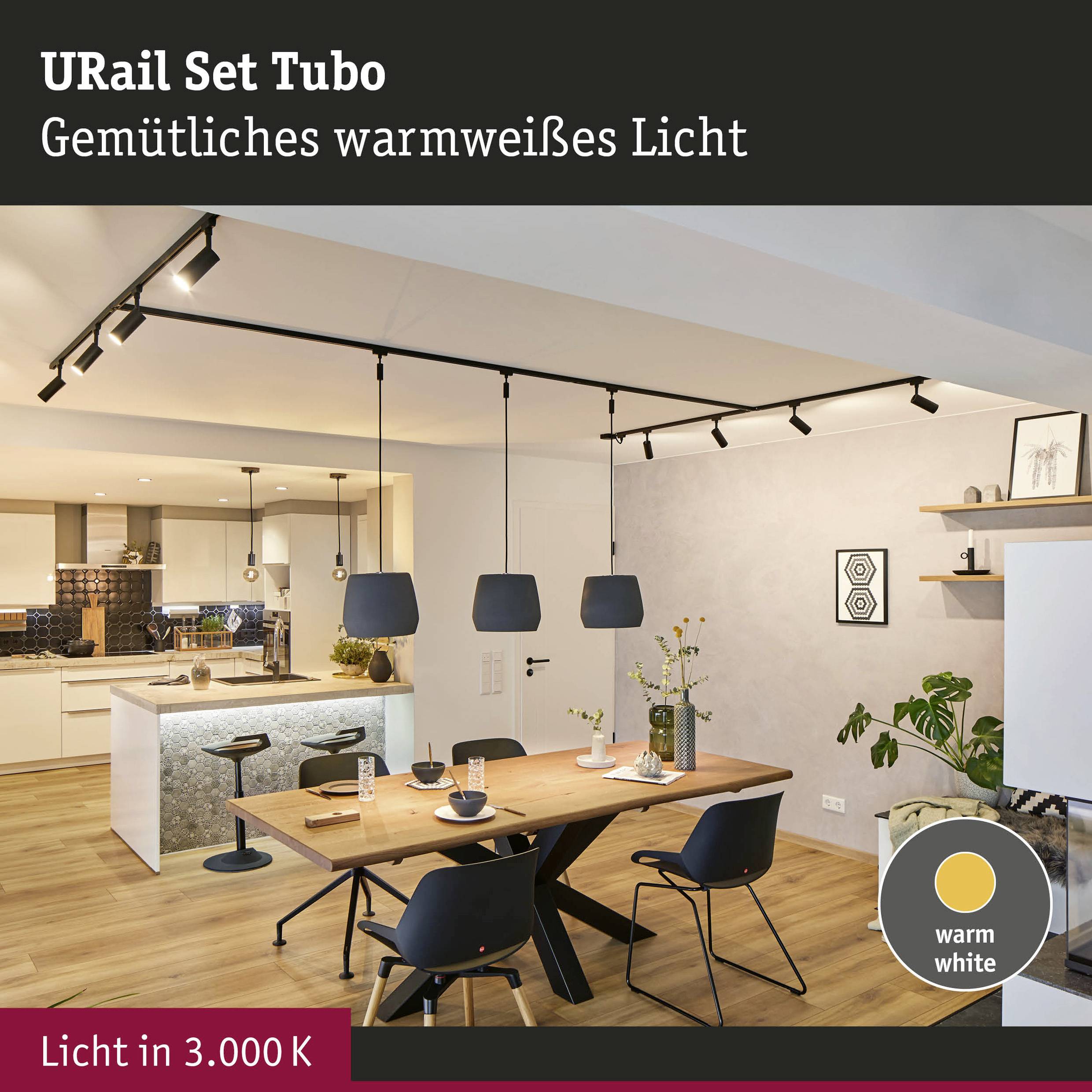 Paulmann 41304 Hochvolt-Schienensystem-Set URail LED 9W LED Schwarz (matt)