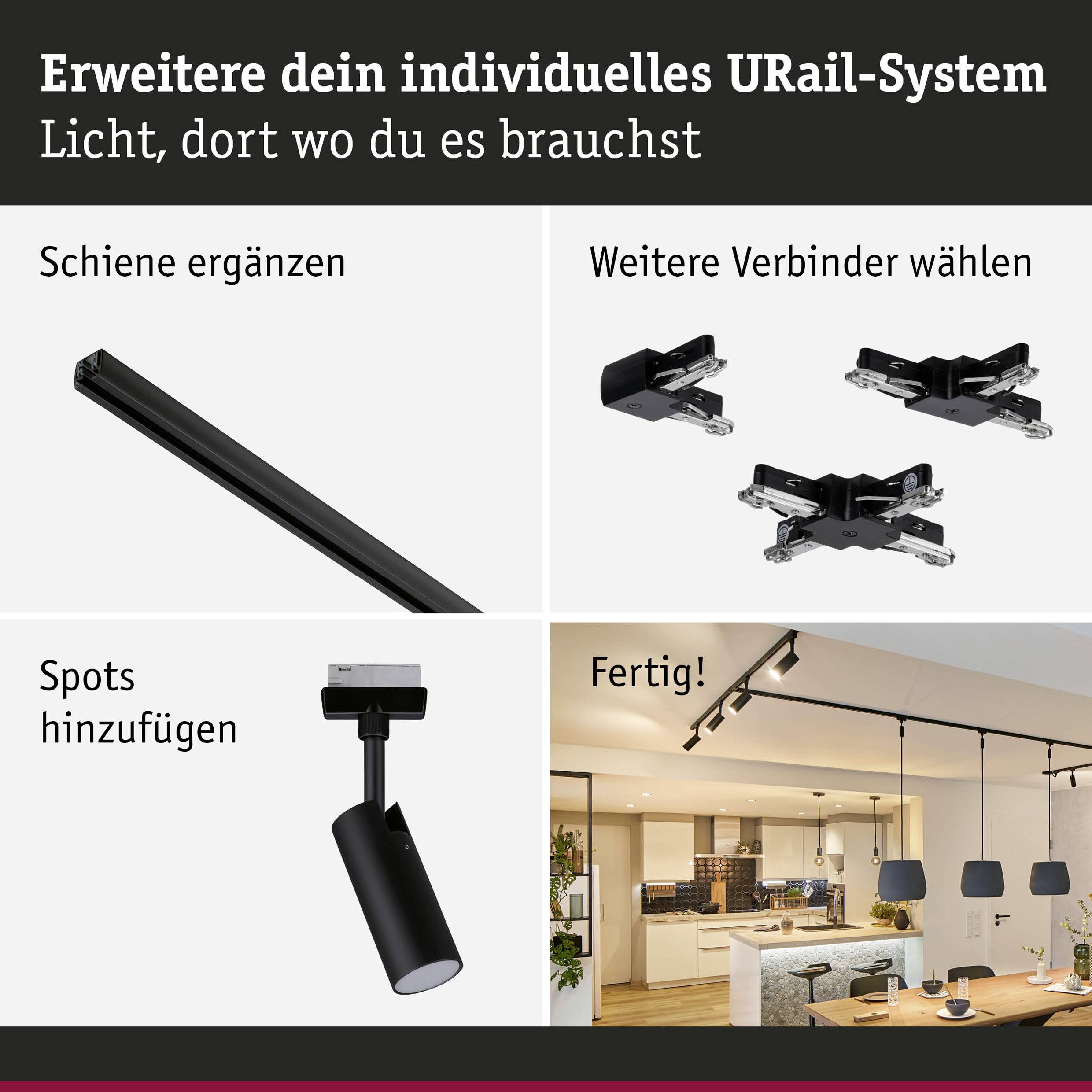 Paulmann 41304 Hochvolt-Schienensystem-Set URail LED 9W LED Schwarz (matt)