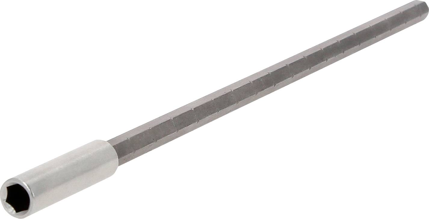 Ein langer Sechskant-Bithalter aus Metall, geeignet für Schraubarbeiten mit Bohrmaschinen.