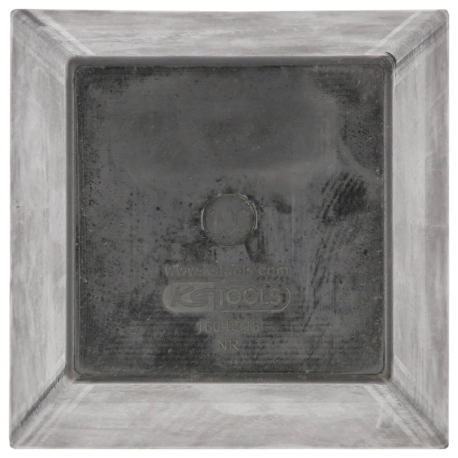 Gummiauflage für Wagenheber, quadratische Form, mit KS Tools-Logo in der Mitte, grau-schwarz, robuste Ausführung.