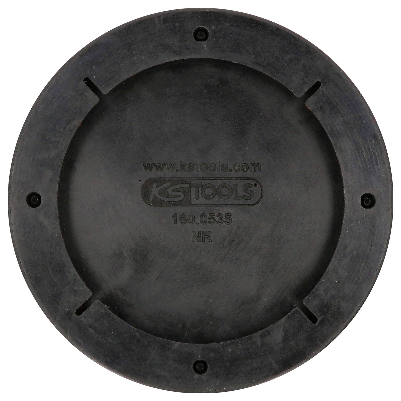 Ein runder, schwarzer Gummipuffer mit der Aufschrift 'KSTOOLS 160.0535 NR' in der Mitte.