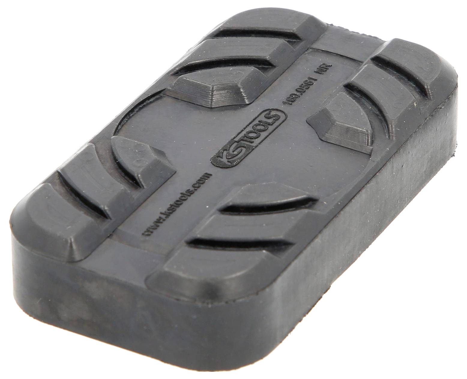 Gummifussschützer in rechteckiger Form, schwarzes Material, geeignet für Wagenheber zur Fahrzeugaufhebung.