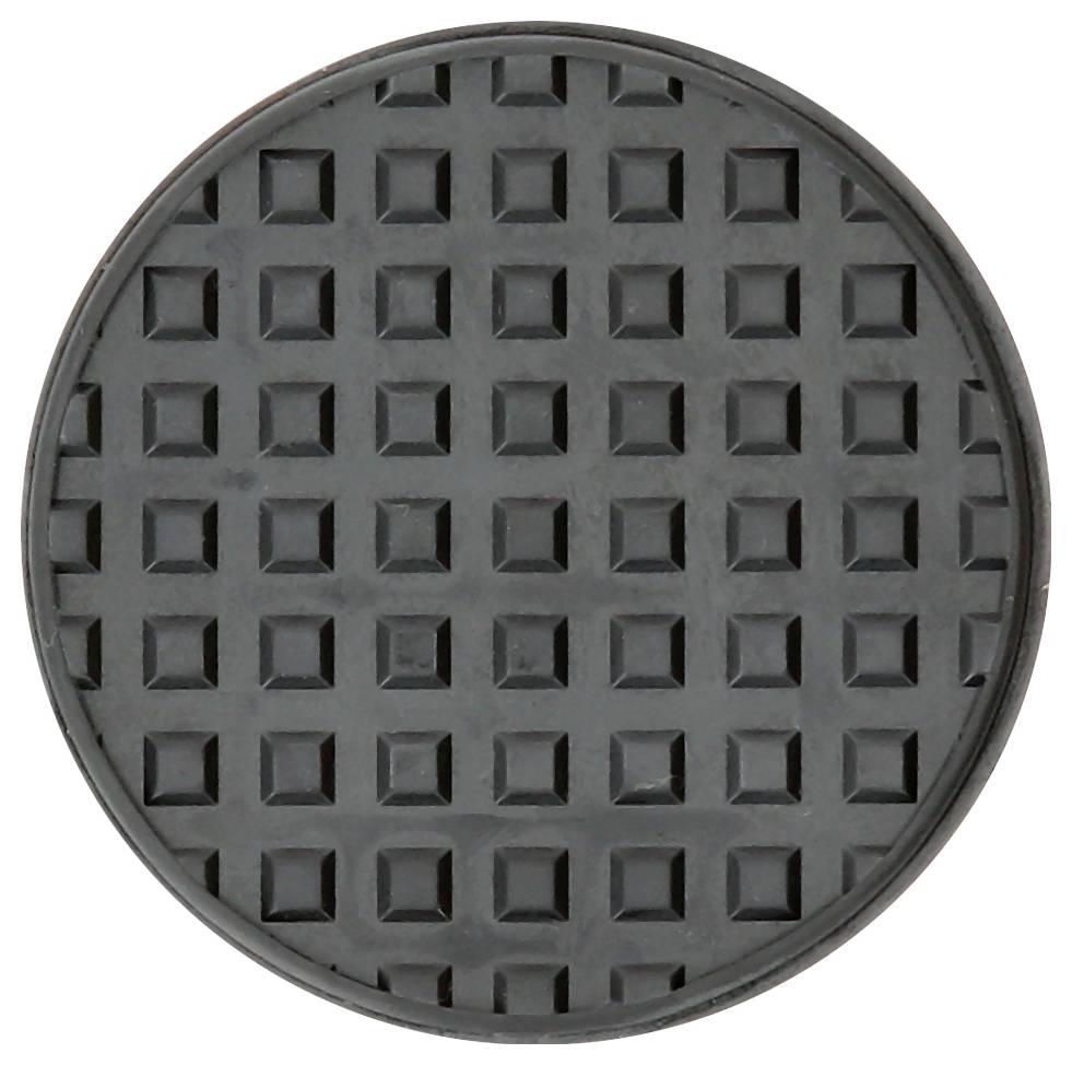 Rundes Kanaldeckel mit quadratischem Muster.