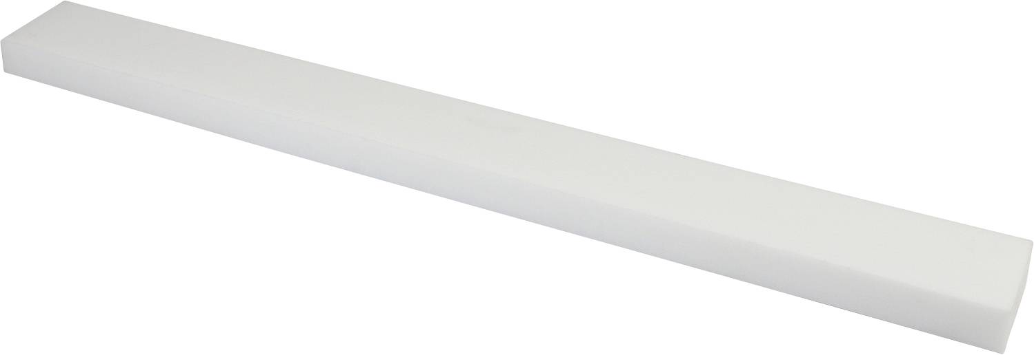 Ein langer, rechteckiger, weißer Balken aus Metall oder Kunststoff, möglicherweise ein Bauteil oder ein Dekorationselement.