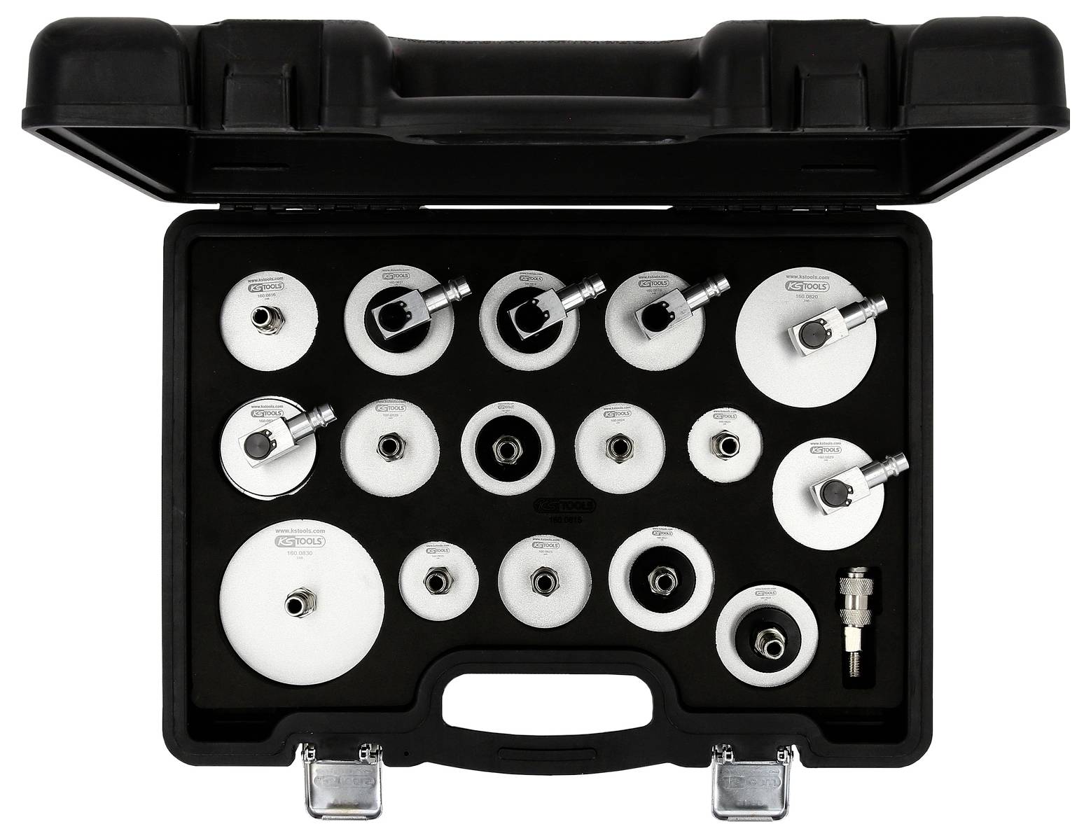 KS Tools 160.0815 Universal-Entlüfterstutzen-Adapter-Satz zur Bremsenentlüftung, 17-tlg