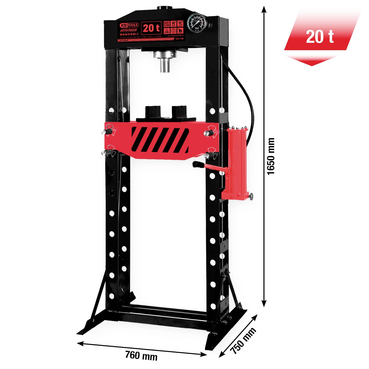 KS Tools performance Hydraulik-Werkstattpresse, 2 Hydraulische Presse