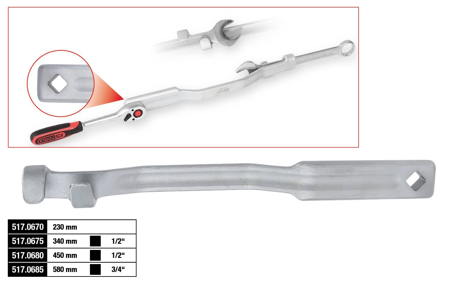 KS Tools 517.0685 Schlüsselverlängerung, 580mm Verlängerungsadapter