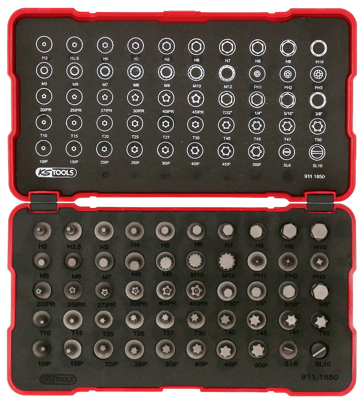 KS Tools 1/4" Bit-Stecknuss-Satz, extra kurz, 50-tlg 911.1850 Bit-Set